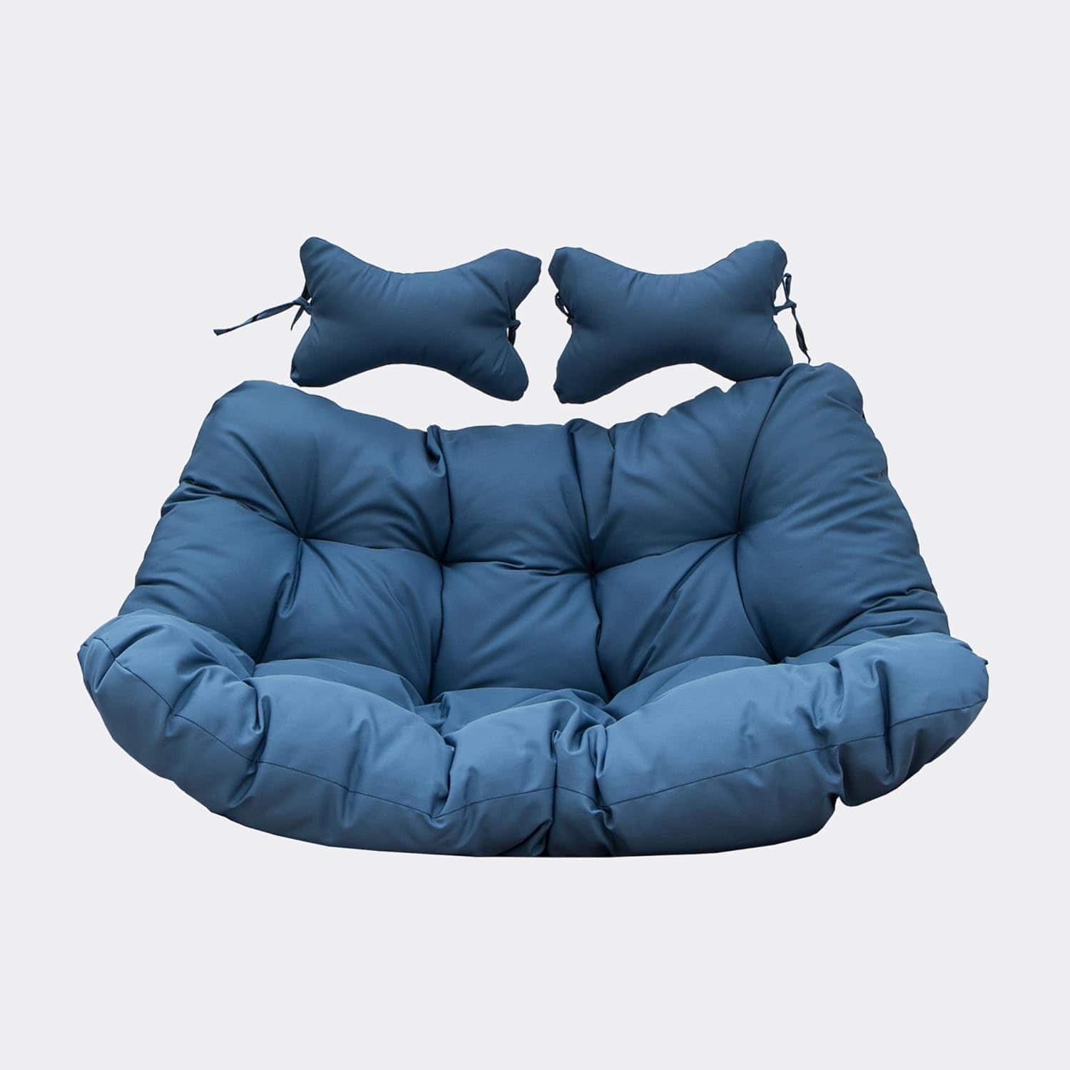 Front. LeisureMod - LeisureMod 2-Person Egg Chair Cushion with Headrest - Folding Double Swing Chair Replacement Pad, Weather-Resistant - Navy Blue.