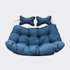 Front. LeisureMod - LeisureMod 2-Person Egg Chair Cushion with Headrest - Folding Double Swing Chair Replacement Pad, Weather-Resistant - Navy Blue.