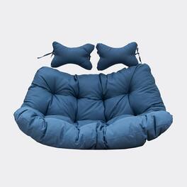 LeisureMod - 2-Person Egg Chair Cushion with Headrest - Folding Double Swing Chair Replacement Pad, Weather-Resistant - Navy Blue