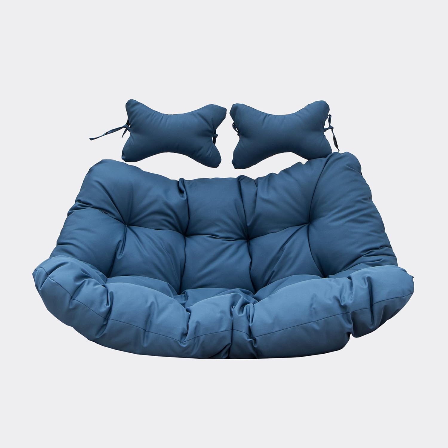 Front. LeisureMod - LeisureMod 2-Person Egg Chair Cushion with Headrest - Folding Double Swing Chair Replacement Pad, Weather-Resistant - Navy Blue.
