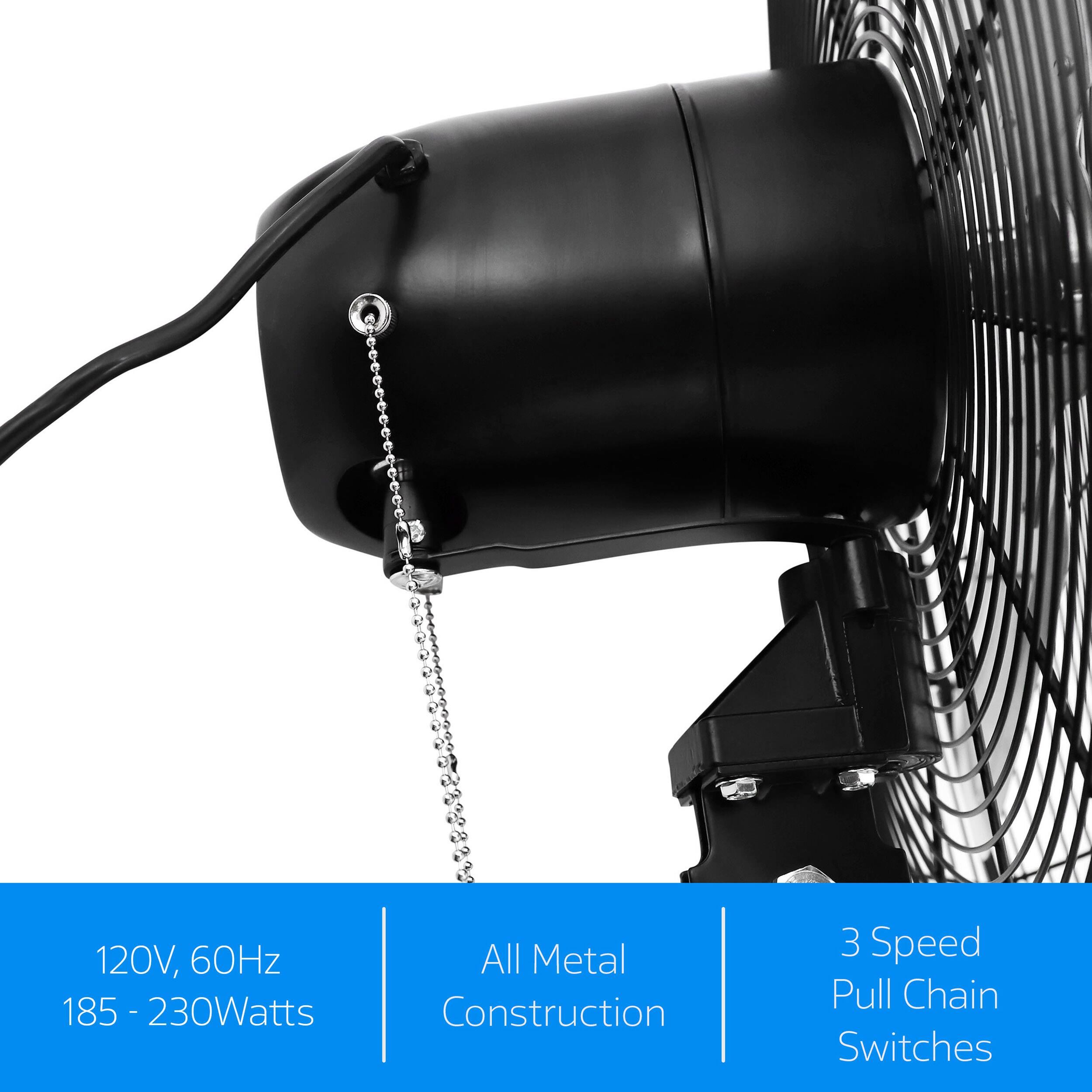 120V, 60Hz  
185 - 230Watts  
All Metal Construction  
3 Speed Pull Chain Switches