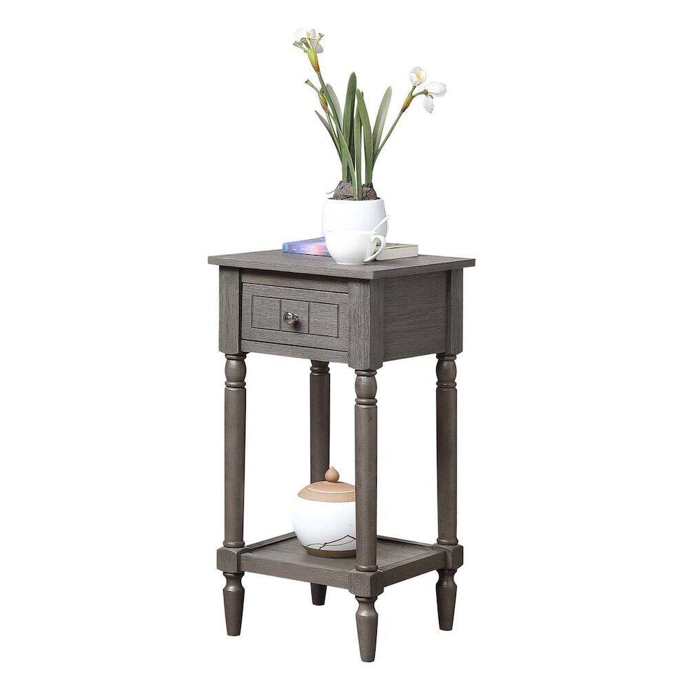 Back. FurniFact - Accent Table, Gray, Drawer - Gray.