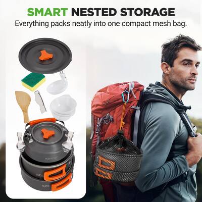 backpack hiking cookware O'Hara Backpacking Set Woods CA Elevate your camping experience with our Stainless Steel Camping Pot Set for 3 Persons NutriChef - Camping Nonstick Cookware