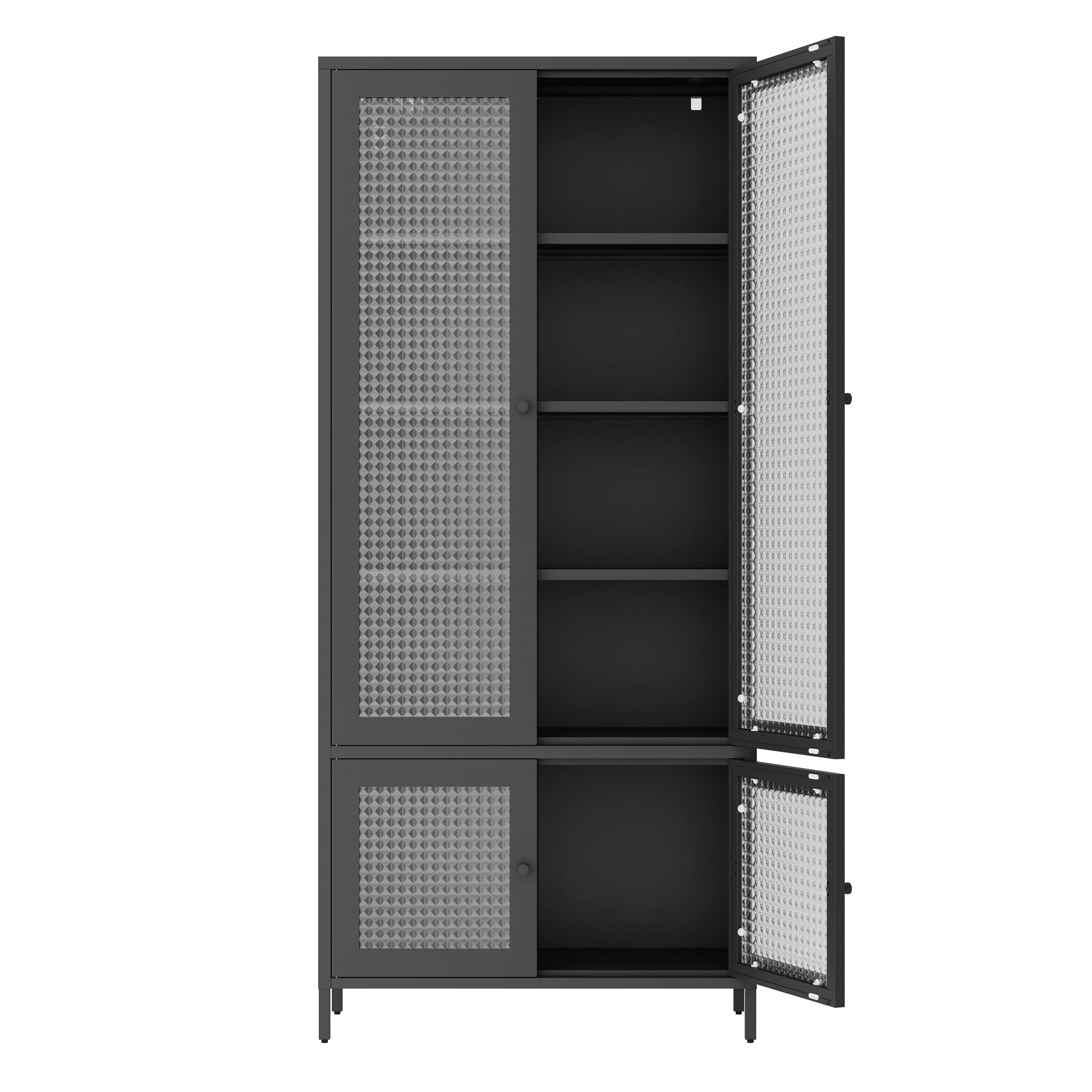 Alt View 7. GOODSILO - Large Metal & Glass Display Cabinet - 4 Doors, 5 Shelves, Black - Black.