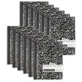 BAZIC Products - Composition Book, College Ruled, Black Marble, 100 Sheets, Pack of 12 - 9-3/4" x 7-1/2"