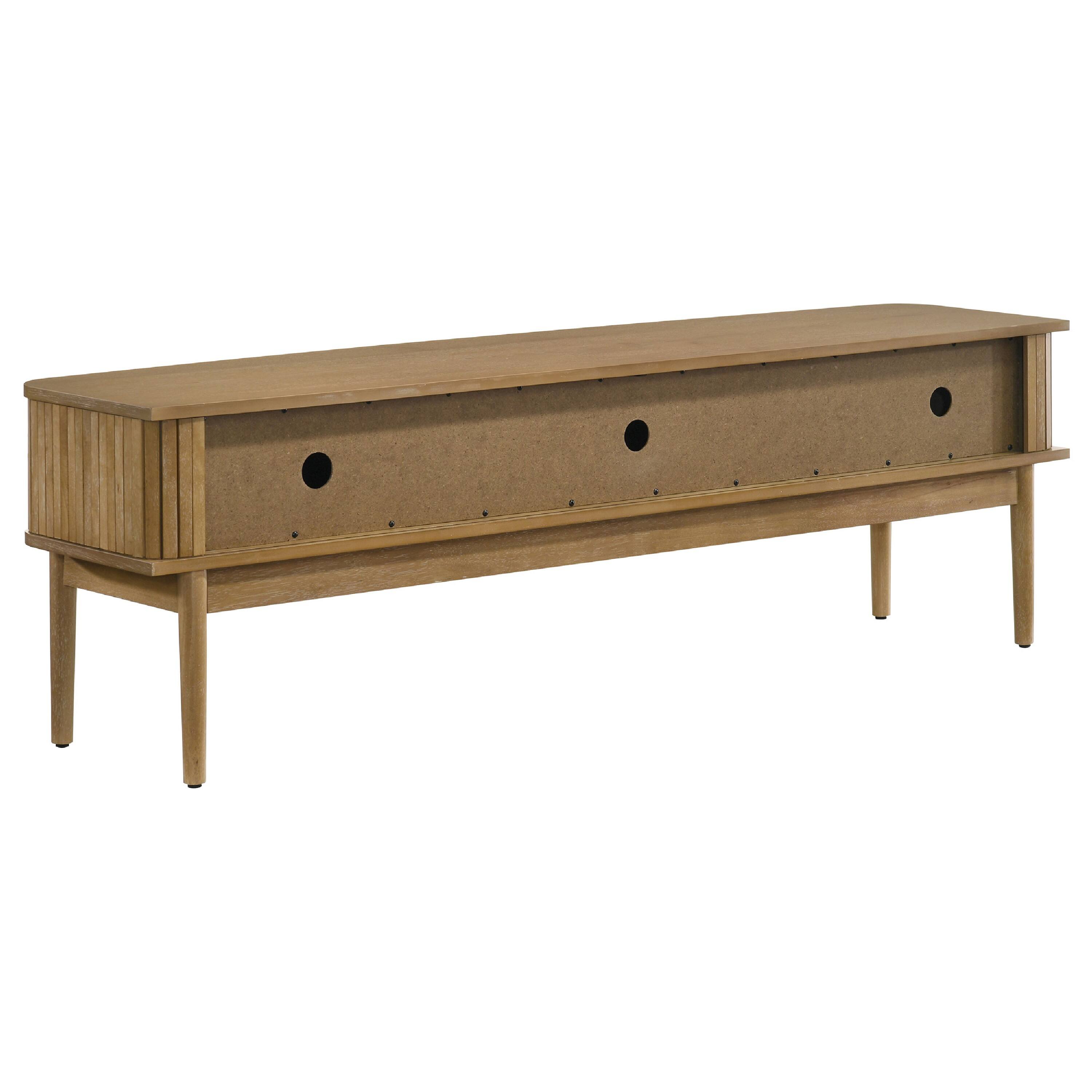 Alt View 4. Manhattan Lane - Elora TV Stand Media Console with Reeded Doors, Brown Wood 71 Inch - Weathered Natural Brown.