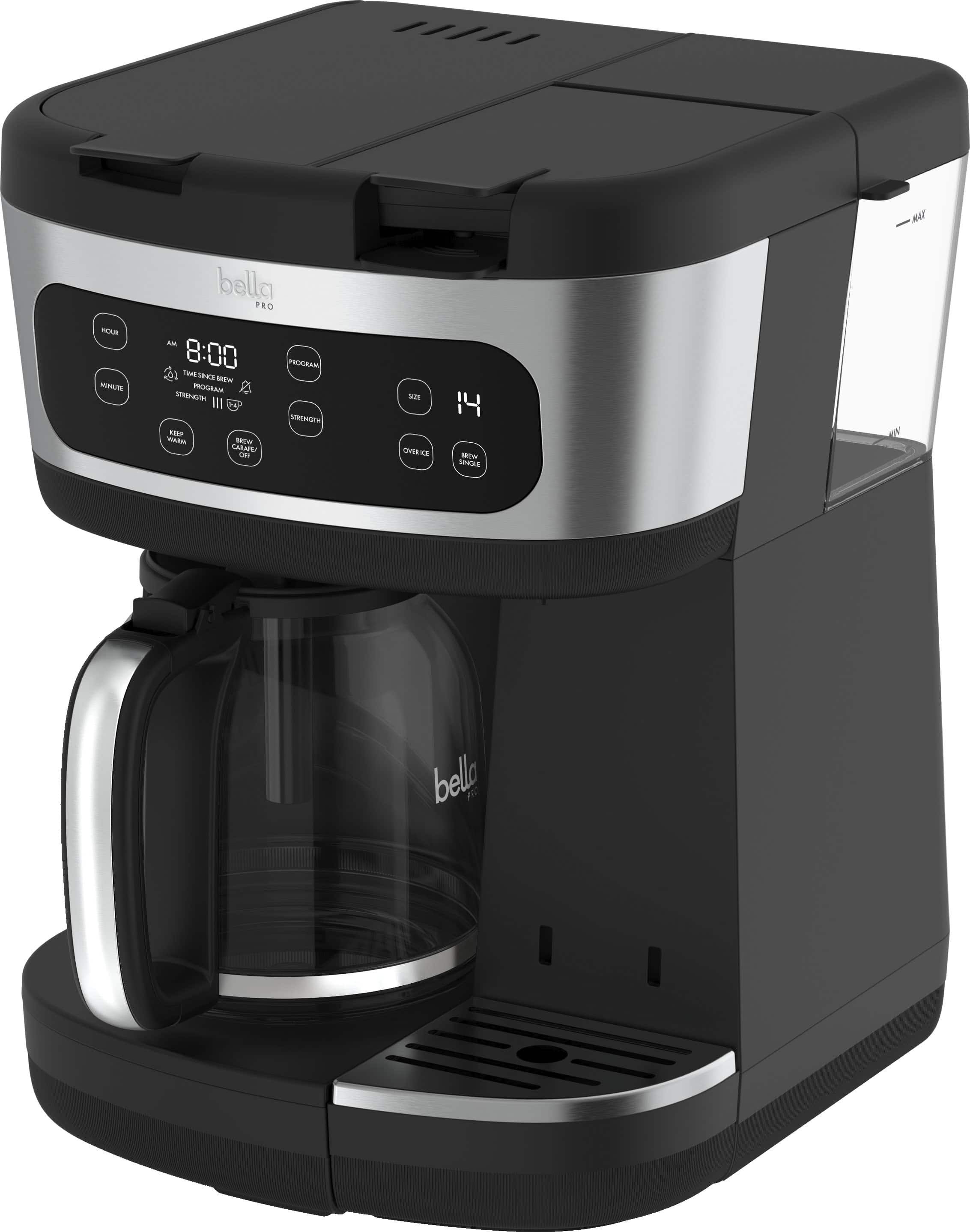 bella PRO
HOUR 8:00
MINUTE 00
TIME SINCE BREW 00:00
STRENGTH 11
PROGRAM
SIZE 14
KEEP WARM
REW CUP OFF
STRENGTH
OVER CE
BREW SINGLE