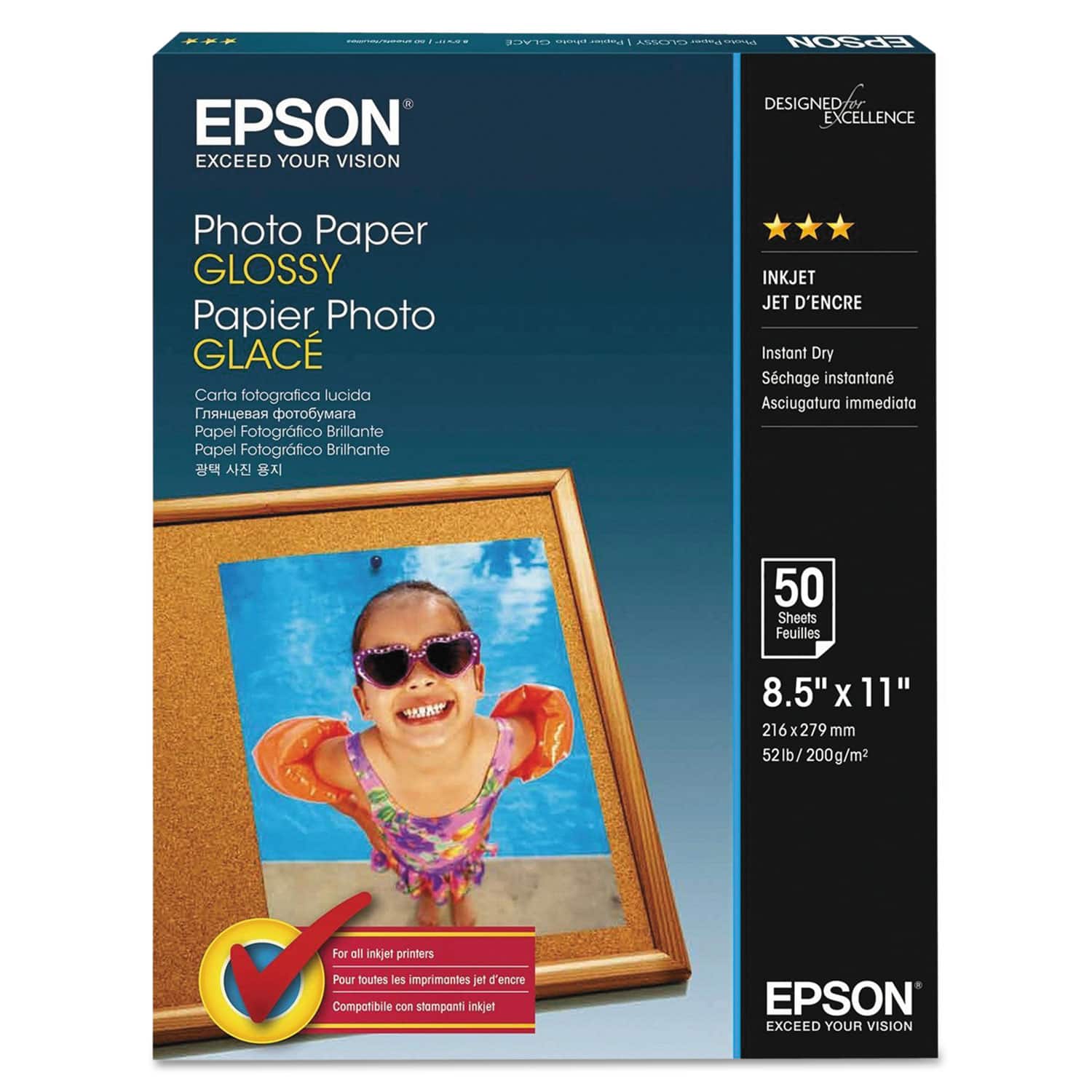 Epson - Glossy Photo Paper Letter Size Glossy White - Pack of 100