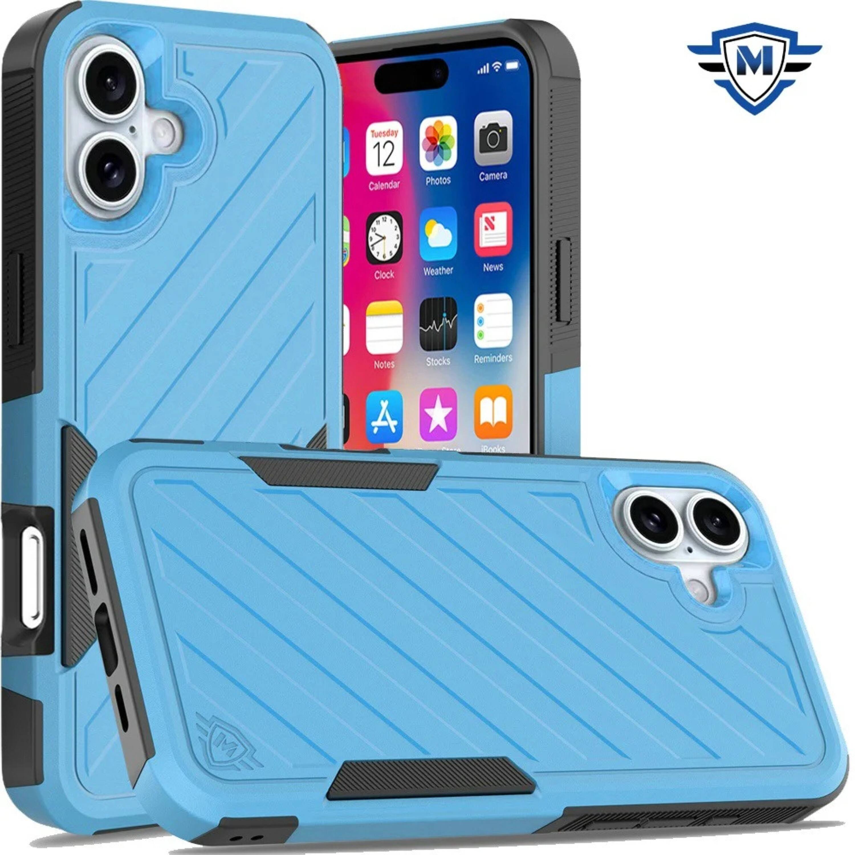 Kitcheniva - Shockproof Dual Layer Case For Iphone 16 Rugged Heavy Duty Cover - Sky Blue Black