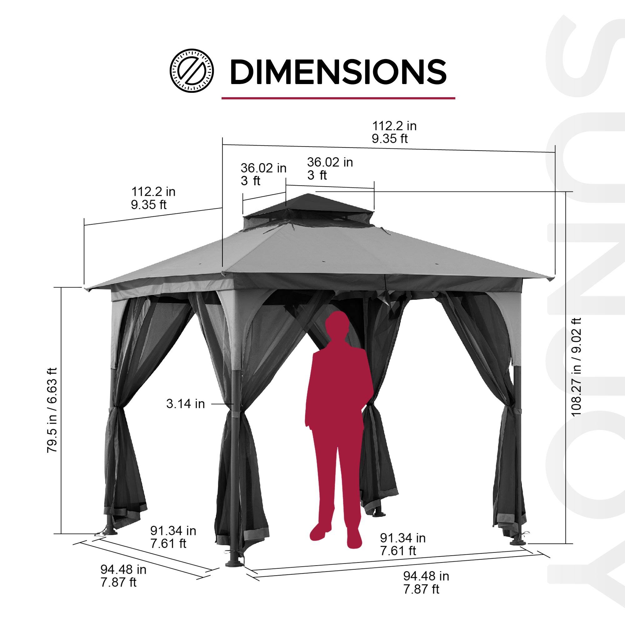DIMENSIONS

- 112.2 in / 9.35 ft
- 36.02 in / 3 ft
- 79.5 in / 6.63 ft
- 91.34 in / 7.61 ft
- 94.48 in / 7.87 ft
- 108.27 in / 9.02 ft