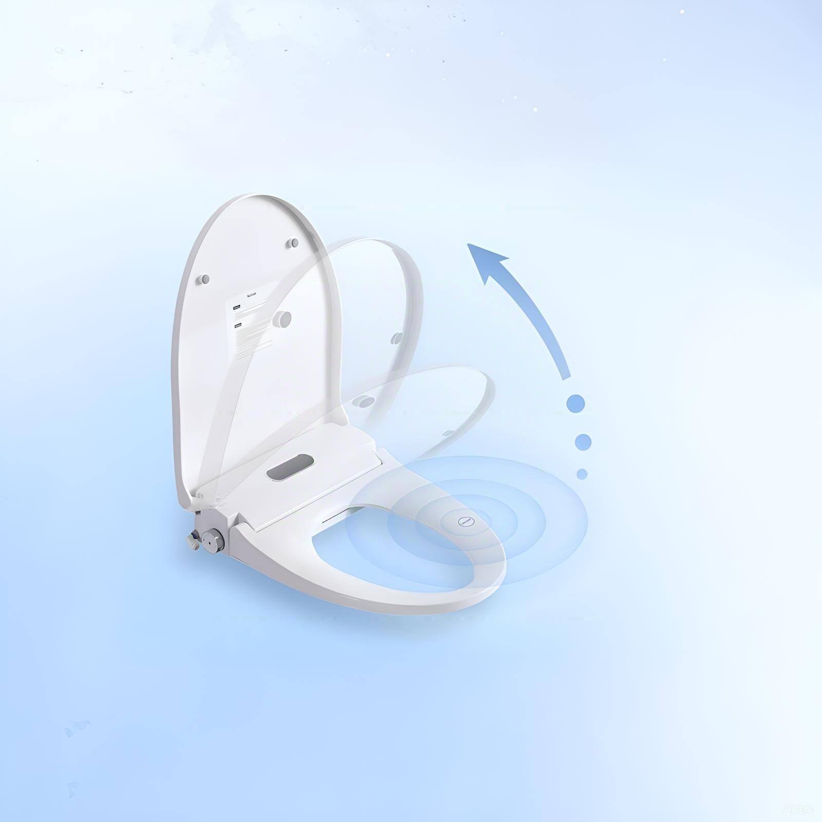 Angle. TinyHomie - Smart Bidet Toilet Seat with Side Knob Adjustable Heated Seat with Water Temperature Night Light Only Seat - White.