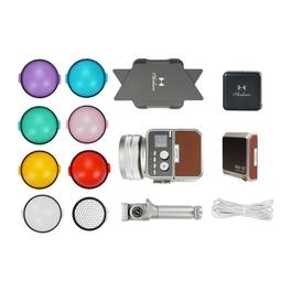 Harlowe - Mini Max Bi-Color LED Monolight Creator Kit (Brown Faux Leather) - Brown/Silver