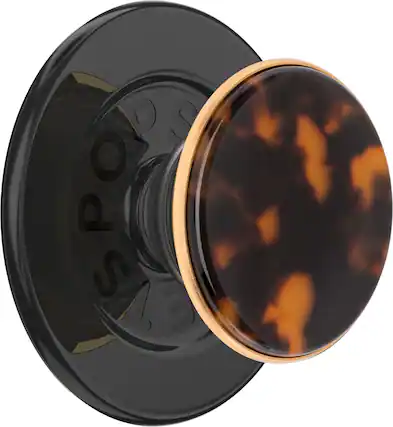 Front. PopSockets - MagSafe PopGrip Universal Magnetic Grip & Stand with Adapter Ring for Cell Phones - Tortoise.
