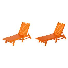 WestinTrends - Malibu Poly Reclining Outdoor Patio Chaise Lounge Chair Adjustable (Set of 2) - Orange