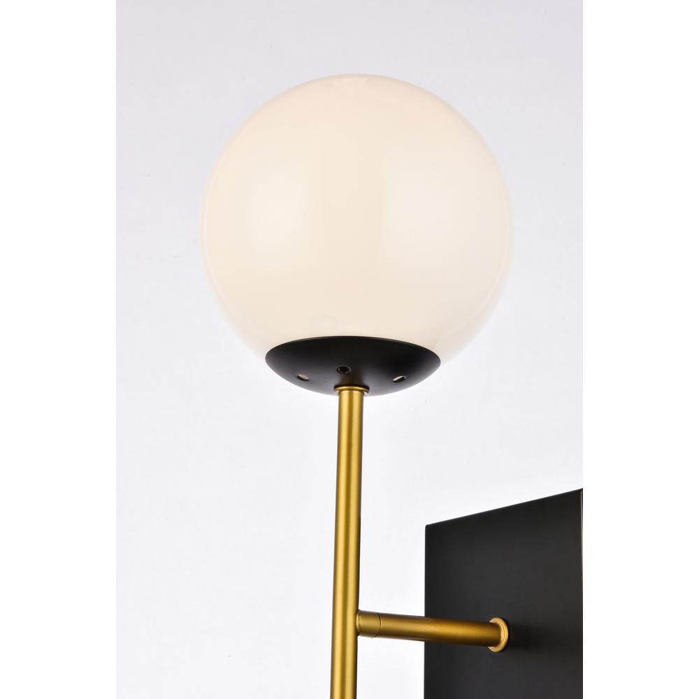 Alt View 3. Living District - Neri 2 lights black and brass and white glass wall sconce - Black And Brass And White.