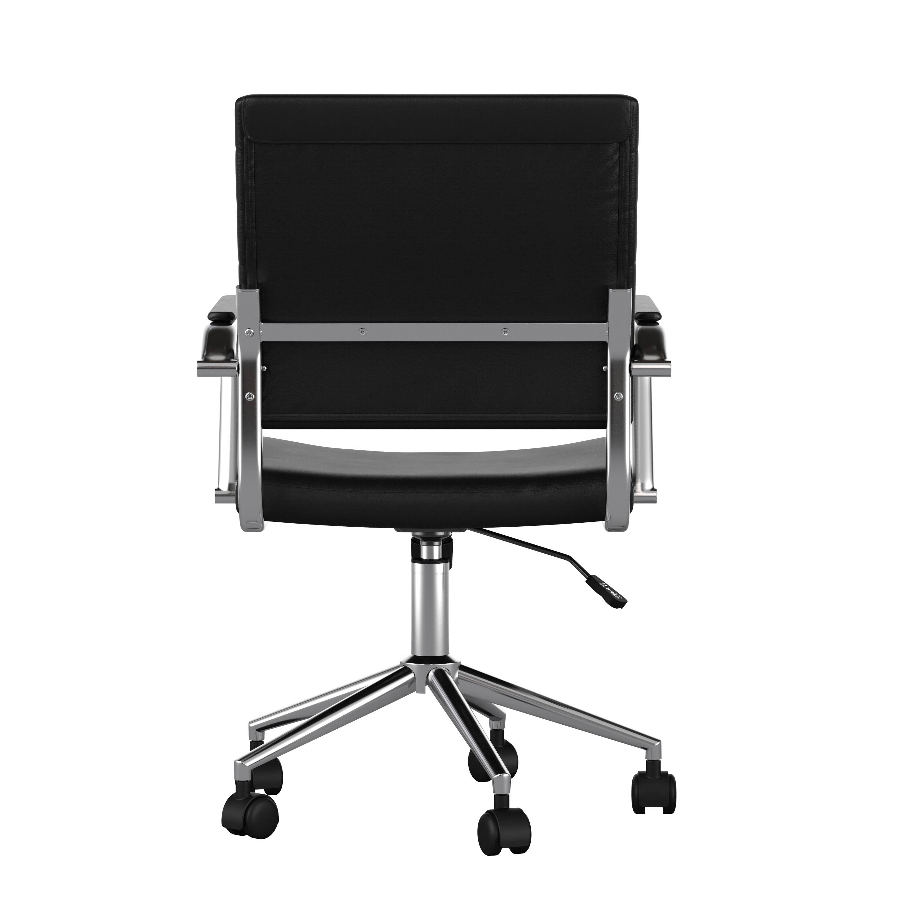 Alt View 19. Martha Stewart - Piper Ribbed Faux Leather Office Chair - Black Faux Leather/Polished Nickel.