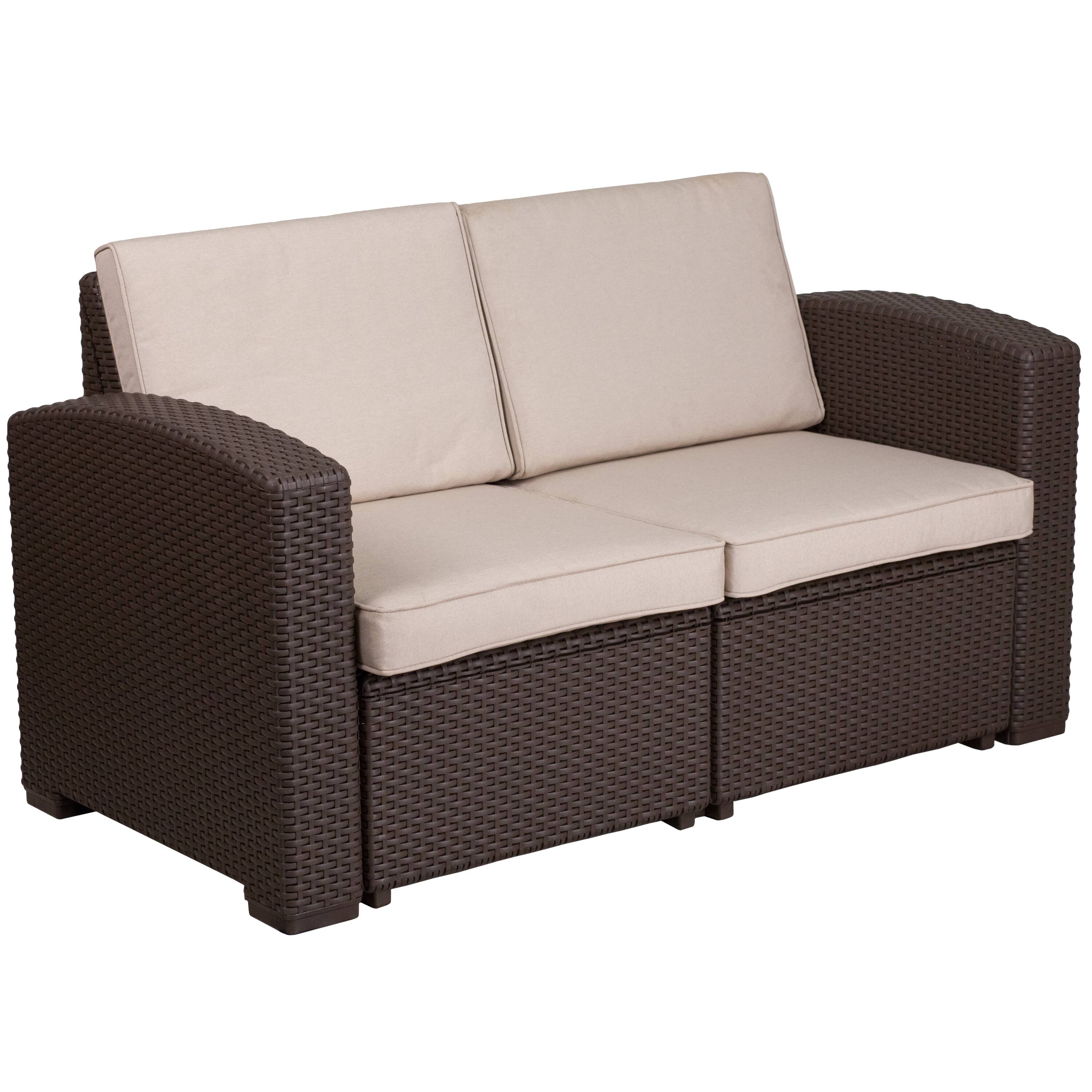 Beige Cushions/Chocolate Brown Frame