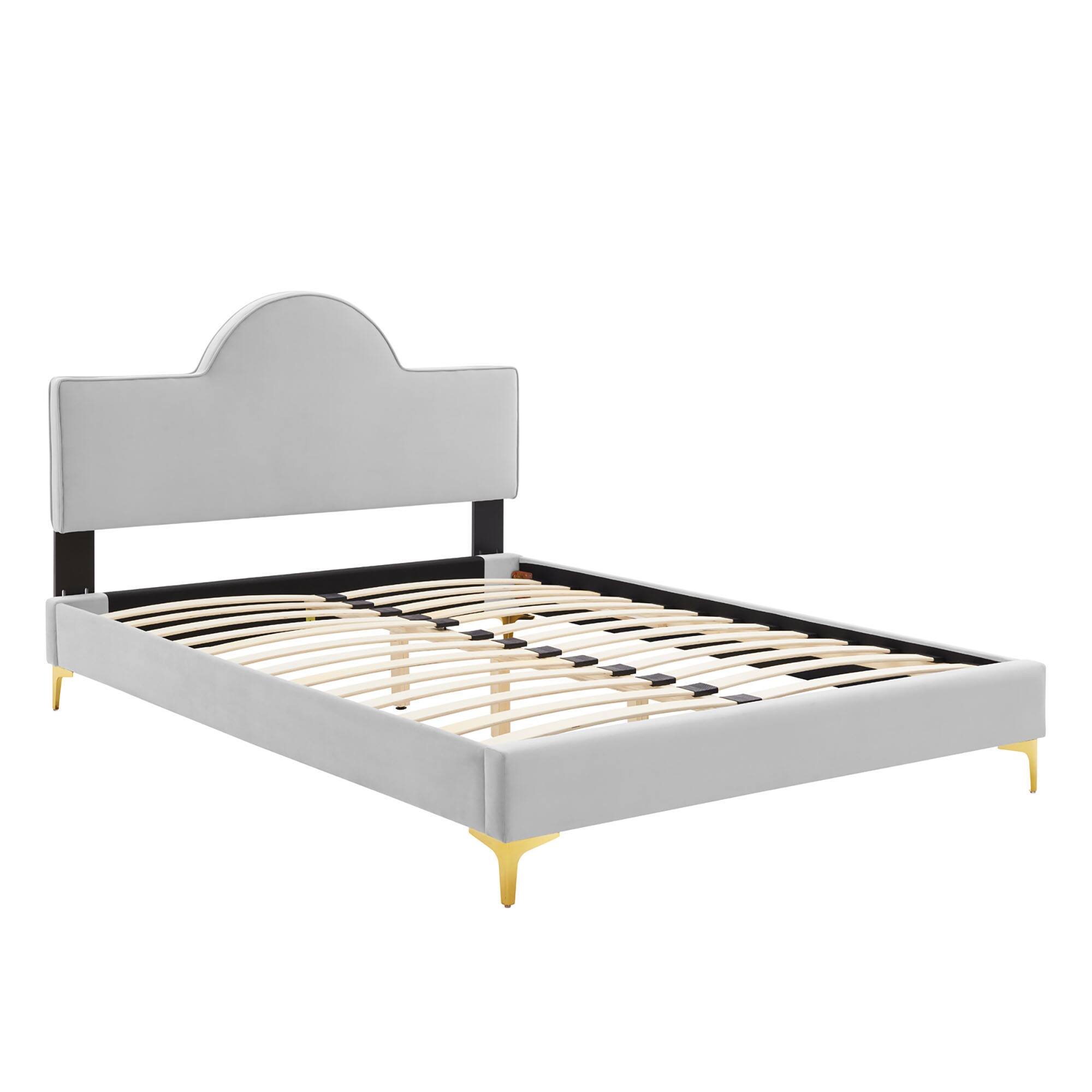 Back. Modway - Zahra Channel Tufted Performance Velvet Queen Platform Bed - White.