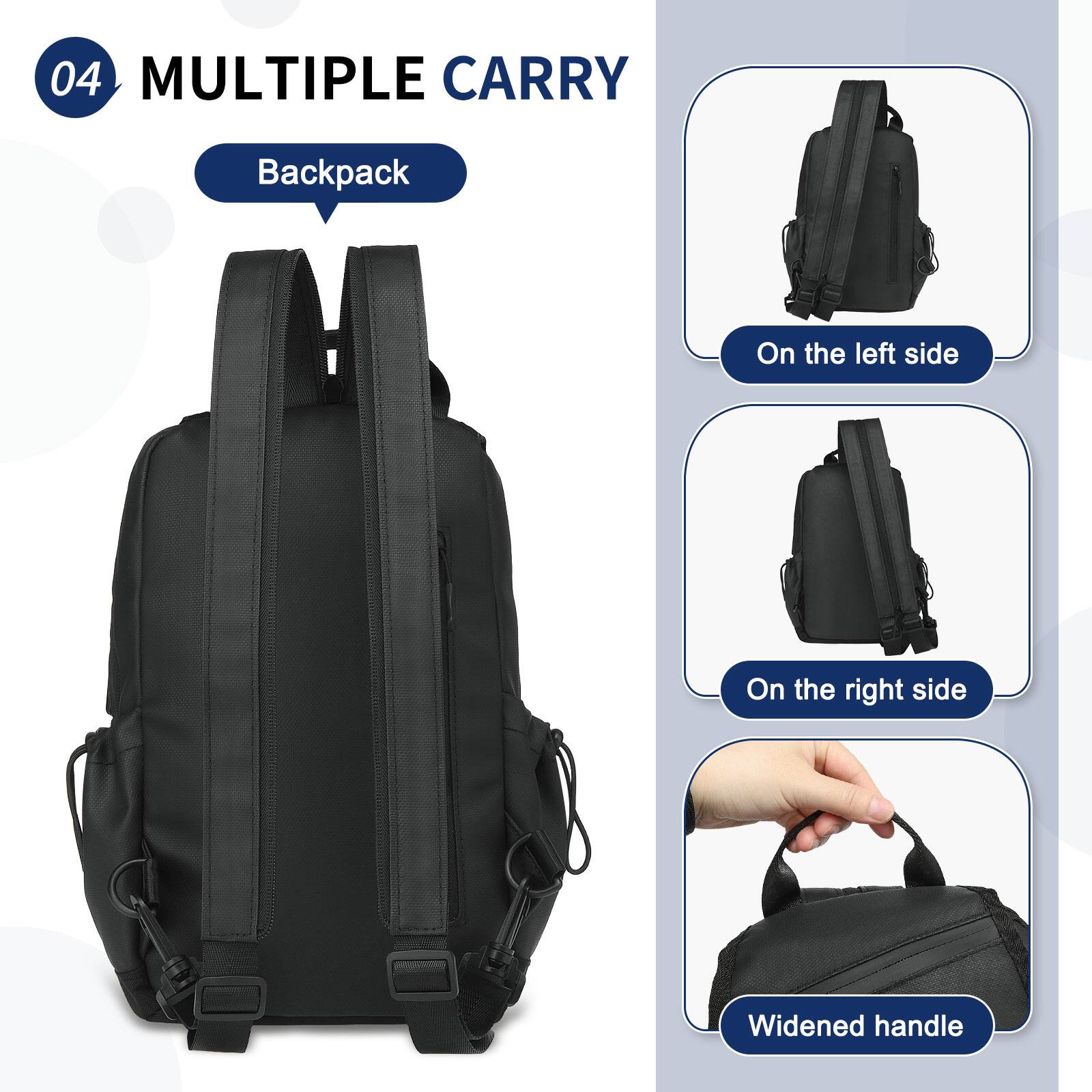 04 MULTIPLE CARRY

Backpack

On the left side

On the right side

Widened handle