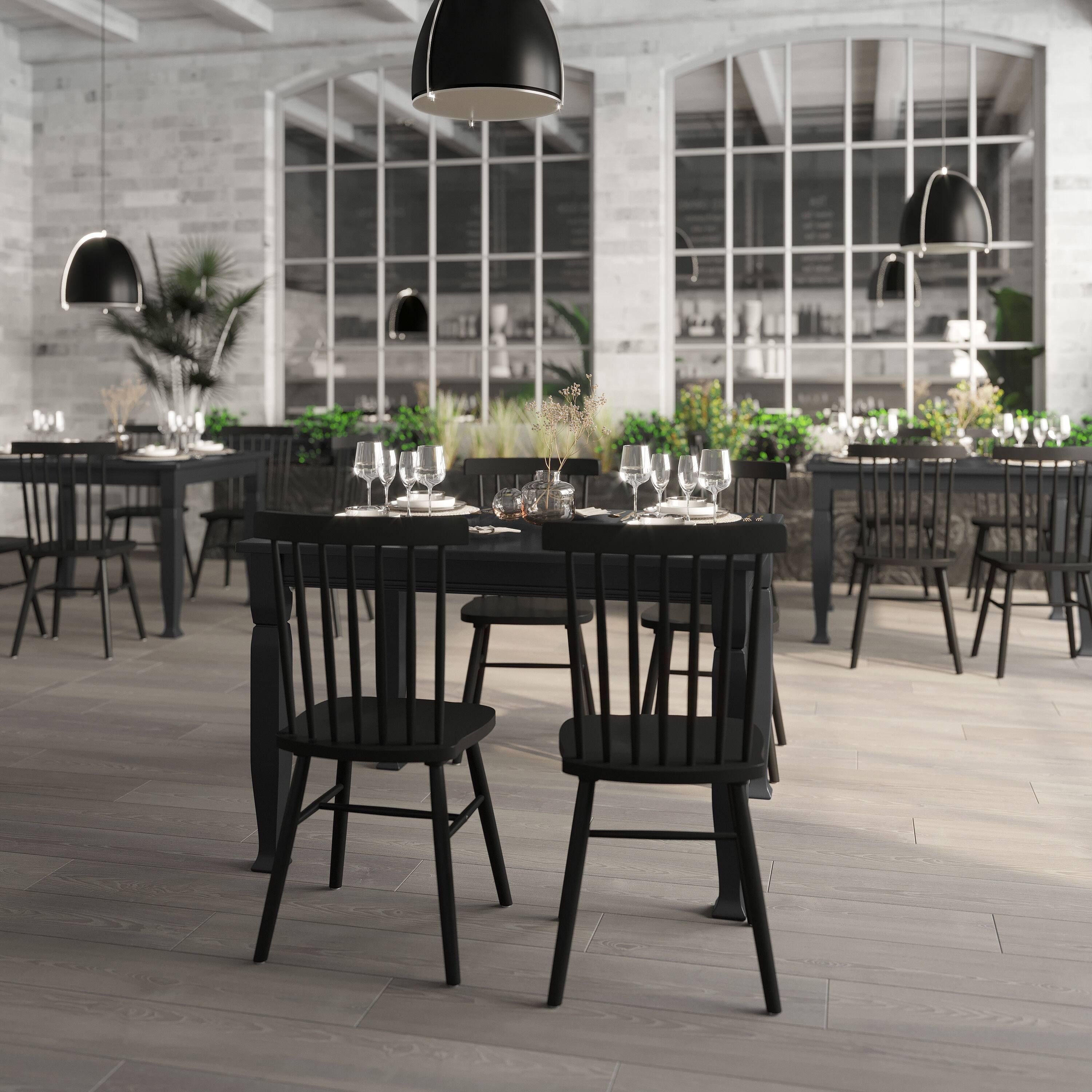 Alt View 3. Flash Furniture - Grace 47" Solid Wood Dining Table with Turned Wooden Legs, Commercial Grade Heavy Duty Rectangle Wood Table for 4, Black - Black.