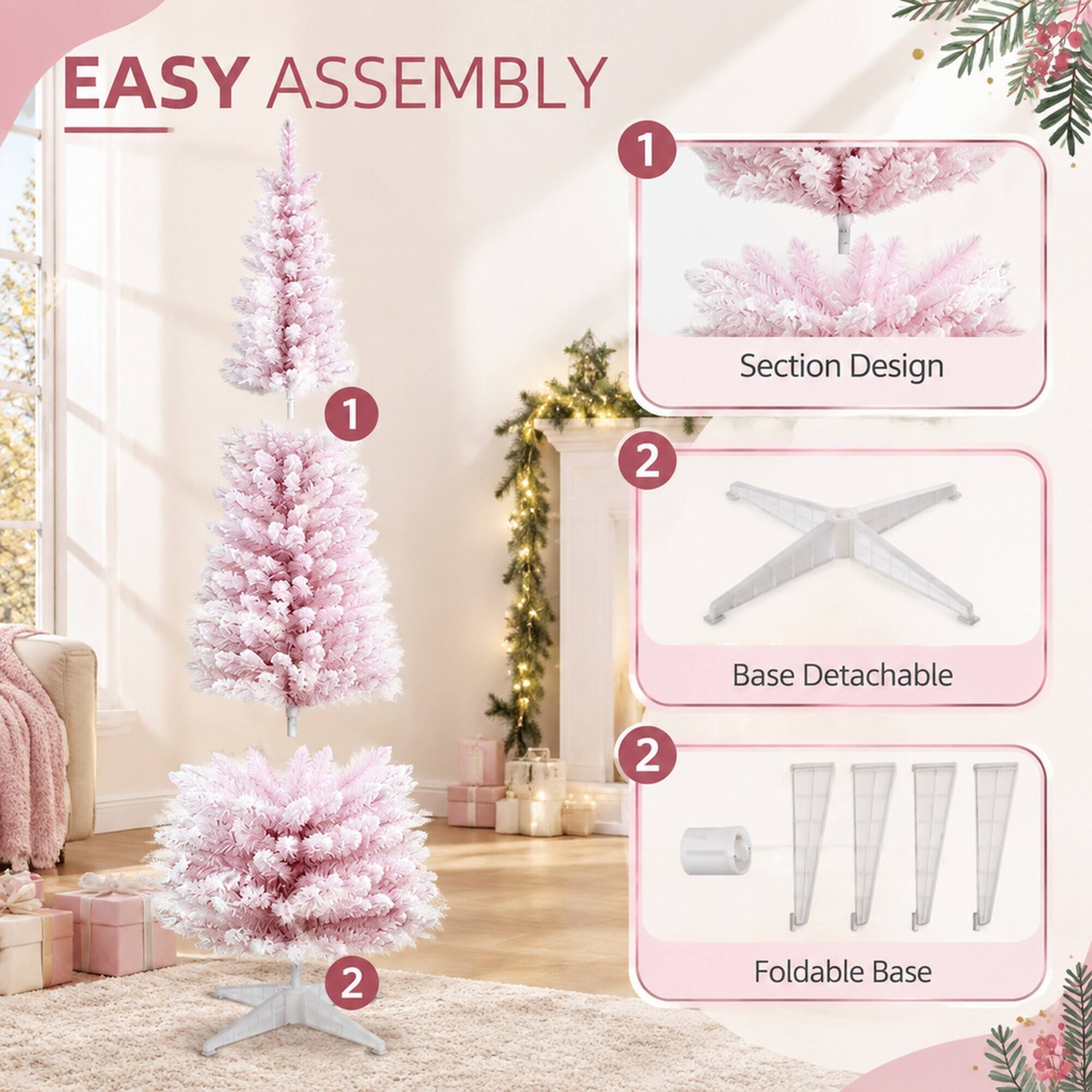 EASY ASSEMBLY

1. Section Design
2. Base Detachable
3. Foldable Base