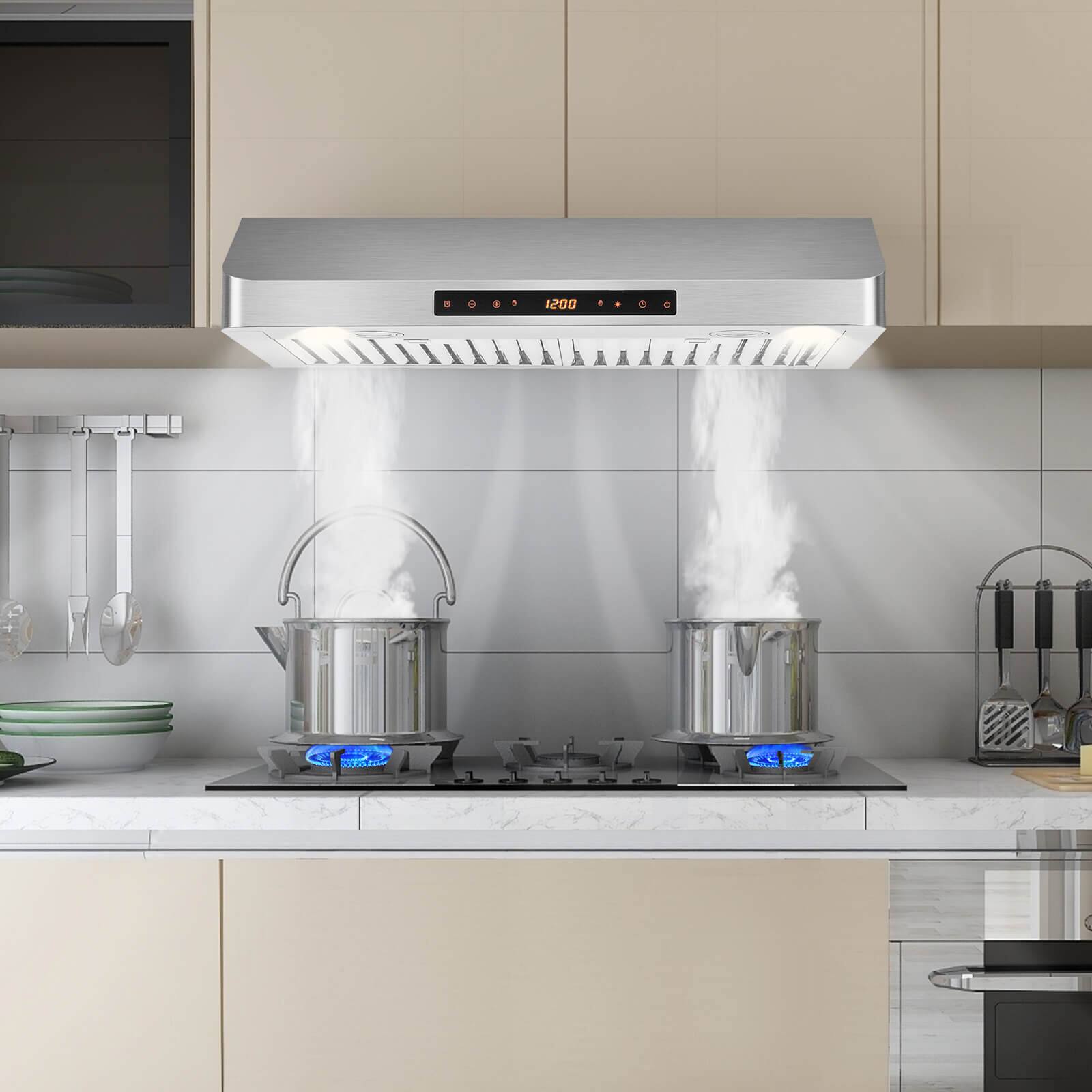 Alt View 1. Costway - Costway 30" Under Cabinet Range Hood with 4 Fan Speed Adjustable LED Lights Time Setting - Silver.