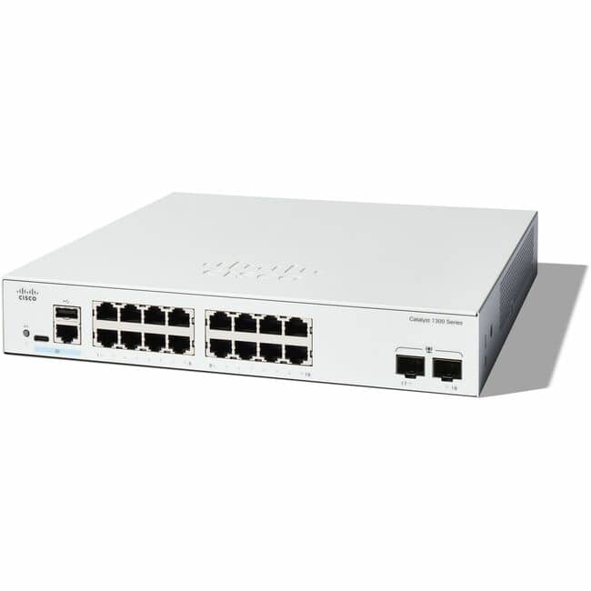 Cisco Consumer Products - Cisco Catalyst C1300-16T-2G Ethernet Switch - 16 Ports - Manageable - Gigabit Ethernet - 10/100/1000Base-T, 1000Base-X - Unknown