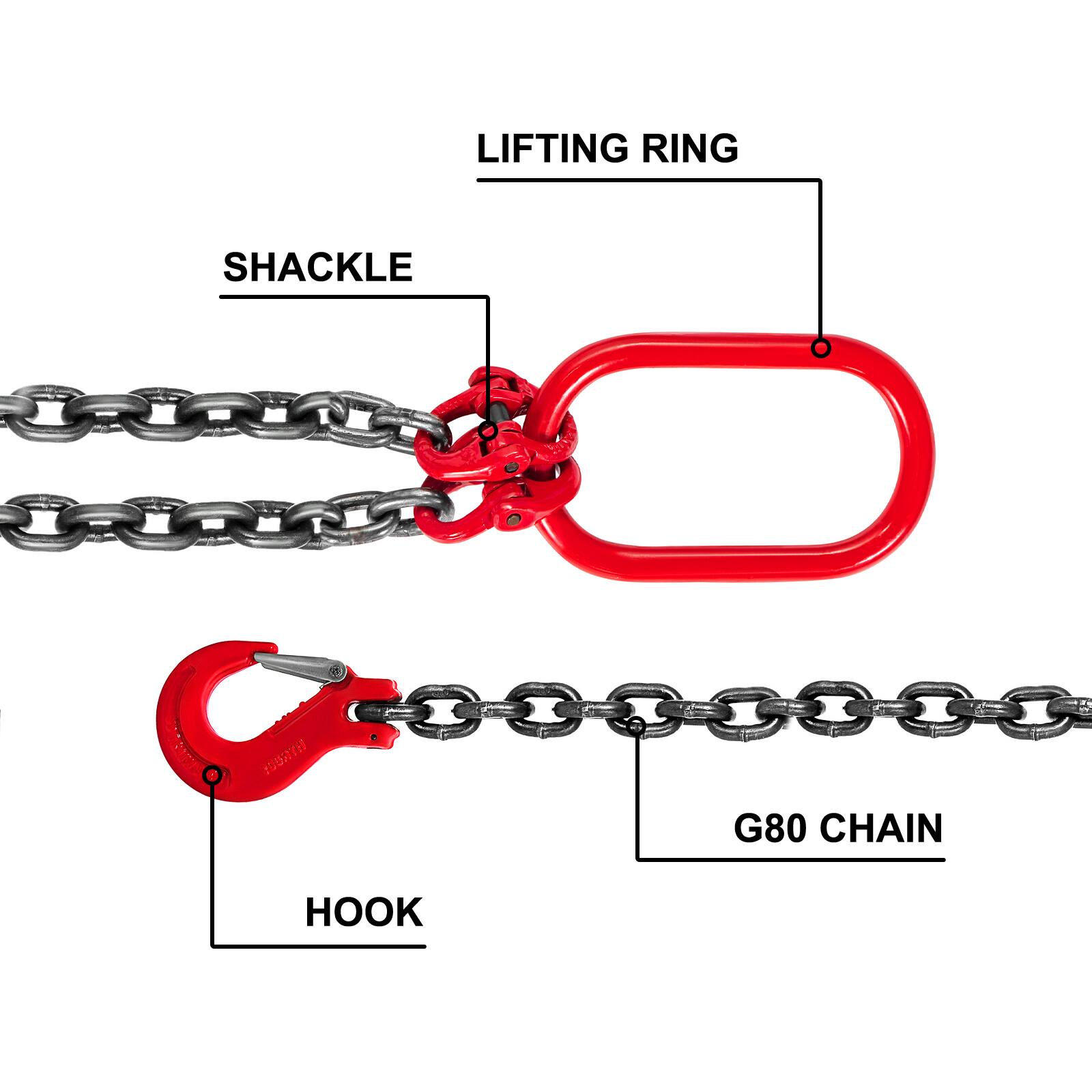 LIFTING RING  
SHACKLE  
G80 CHAIN  
HOOK