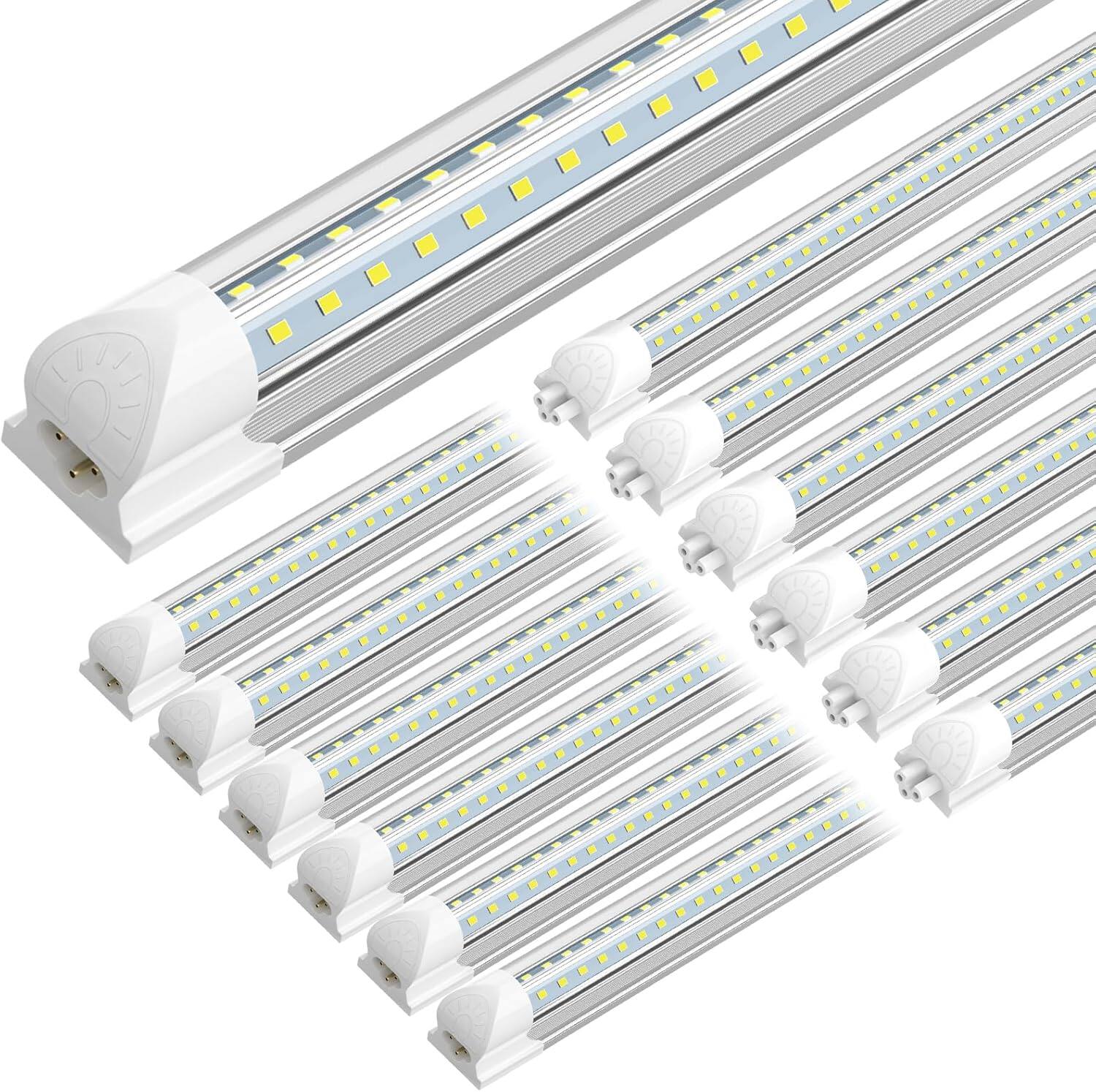 Front. JESLED - 4FT LED Shop Light 12-Pack 45W 6300LM 6000K Cool White T8 Integrated Fixture for Warehouse Linkable ETL Listed.