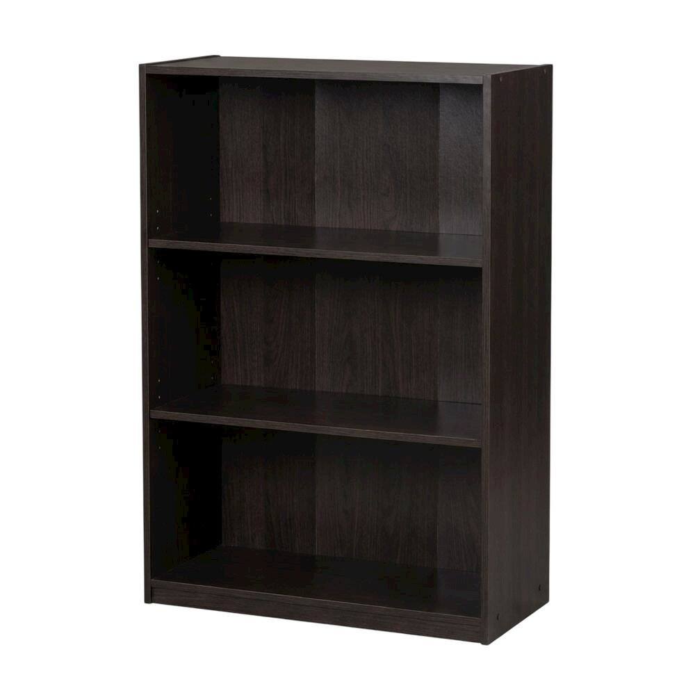 Front. FurniFact - Espresso 3-Tier Bookcase with Adjustable Shelves for Organized Storage - Espresso.