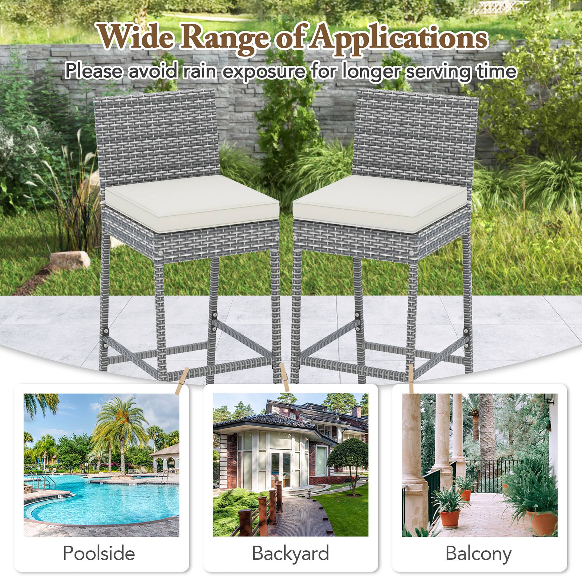 Wide Range of Applications  
Please avoid rain exposure for longer serving time  

Poolside  
Backyard  
Balcony