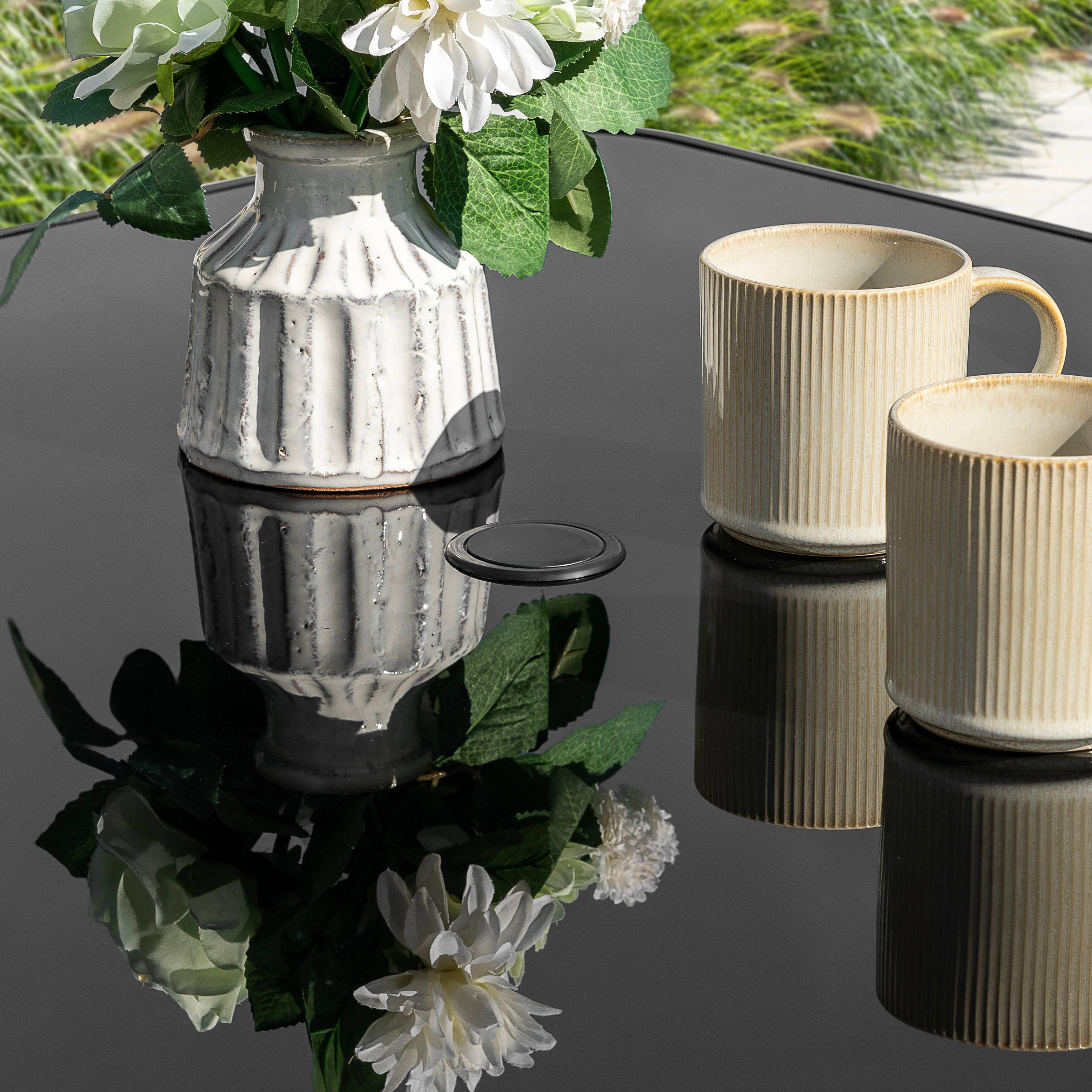 Alt View 6. Nuu Garden - Nuu Garden 31.5" Square Outdoor Dining Table with Tempered Glass and Umbrella Hole - Black.