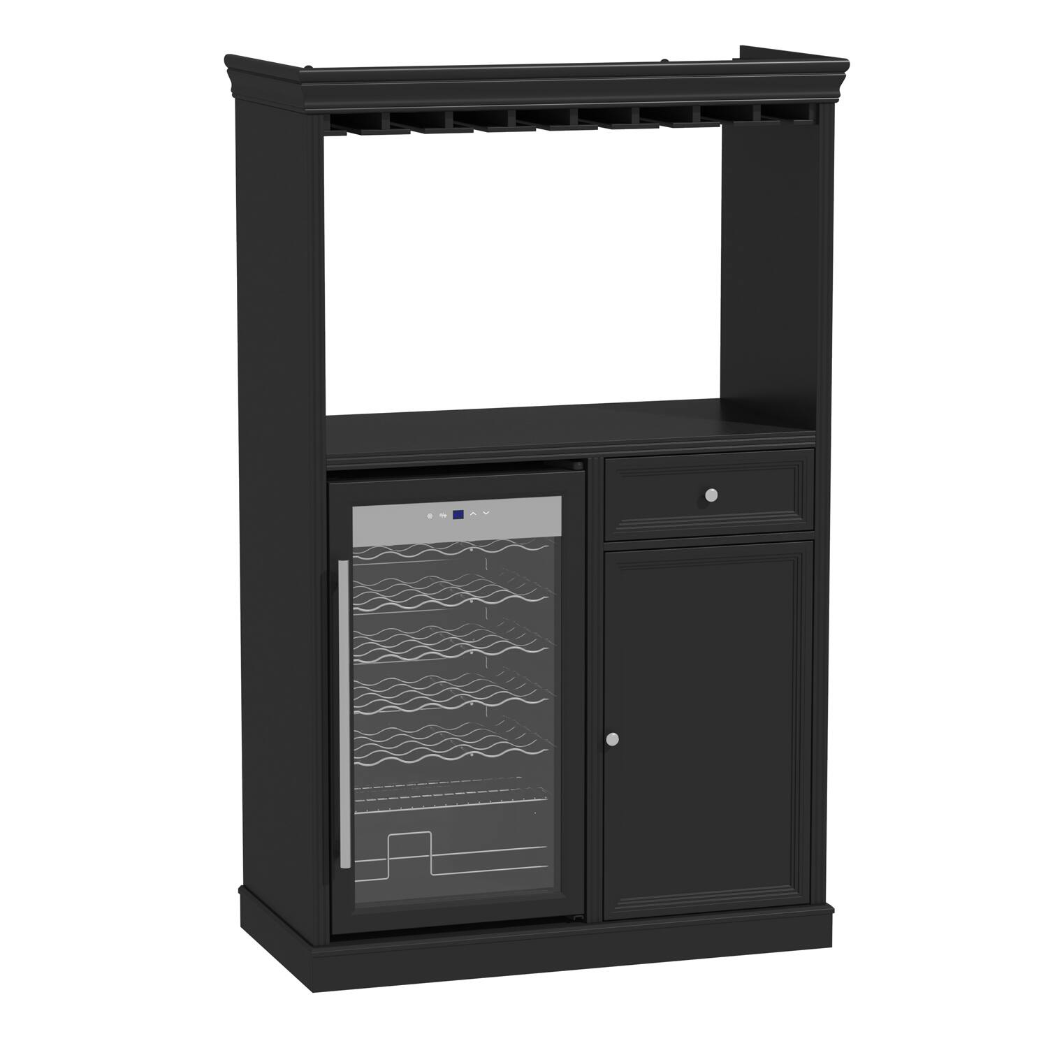 Alt View 10. Famapy - Bar Cabinet with 85L Wine Fridge, Holds 34 Bottles, Freestanding Liquor Cabinet with Glass Rack, Drawer & Storage - Black.