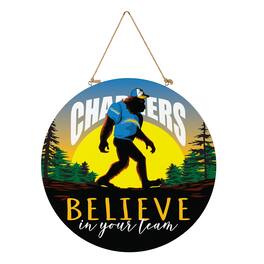 Evergreen Enterprises - Los Angeles Chargers 18" Bigfoot "Believe in Yourself" Team Logo Wood Round Door Sign - Multicolor