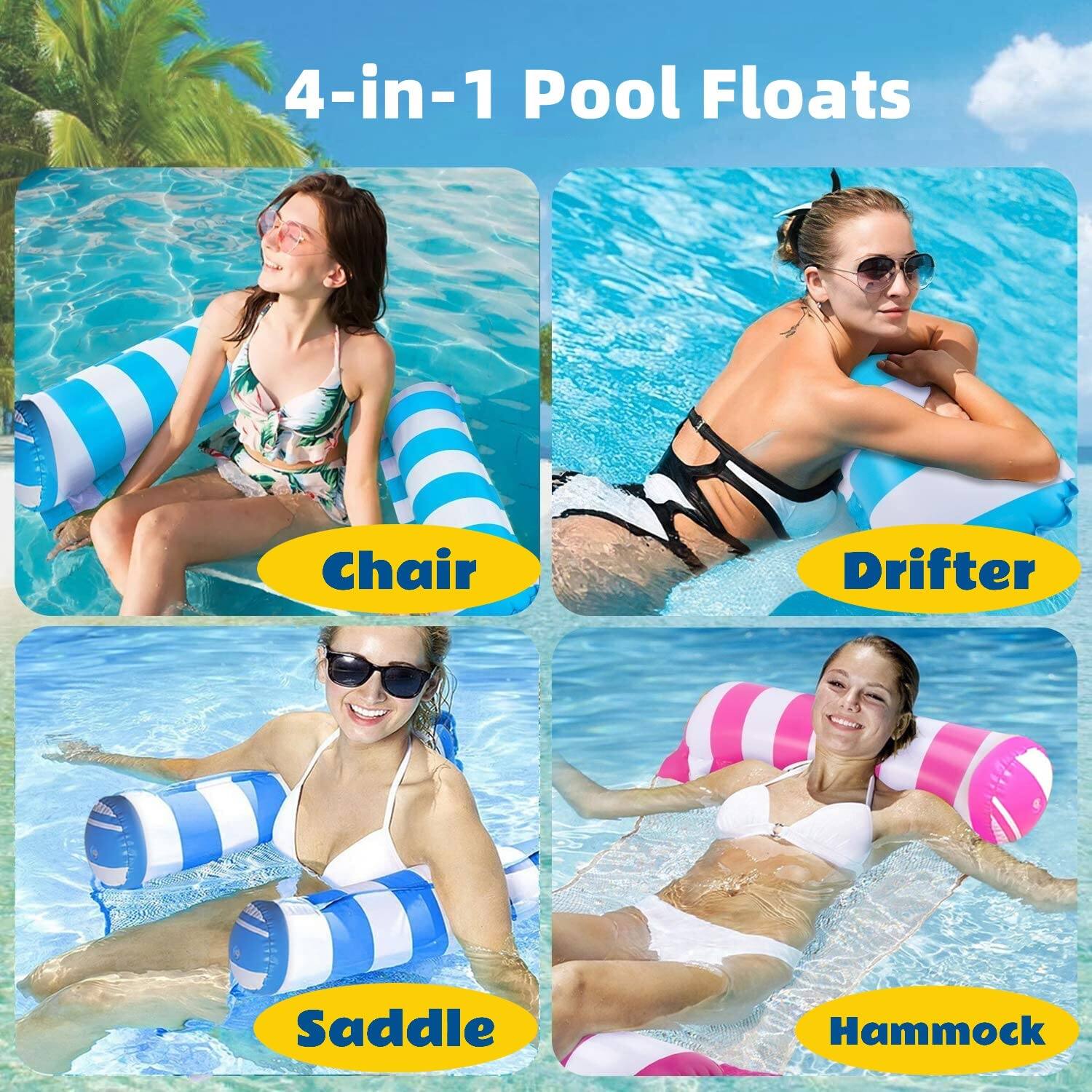 4-in-1 Pool Floats

Chair

Drifter

Saddle

Hammock