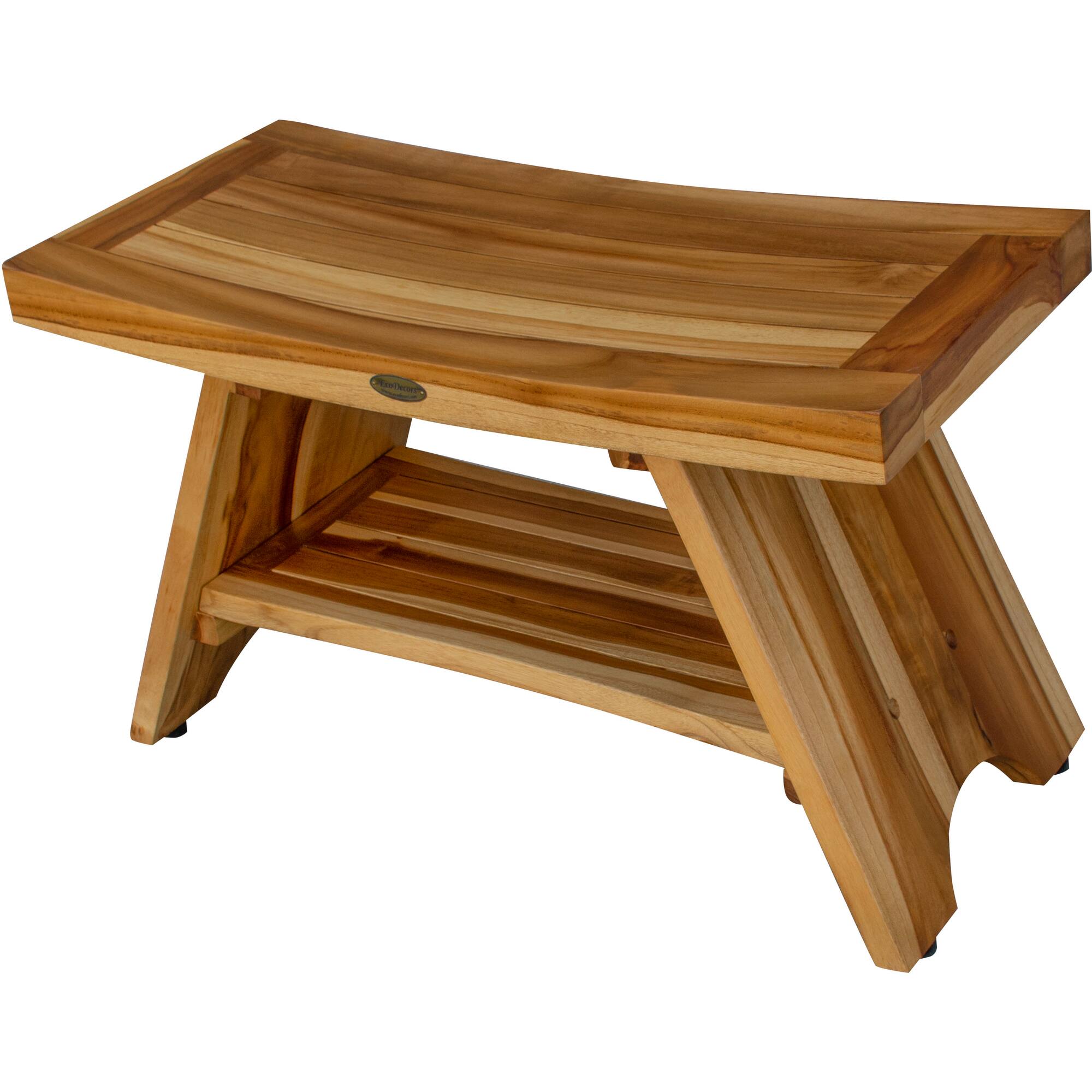 Angle. EcoDecors - EcoDecors 30 Inch Serenity Waterproof Teak Wood Shower Bench - EarthyTeak.