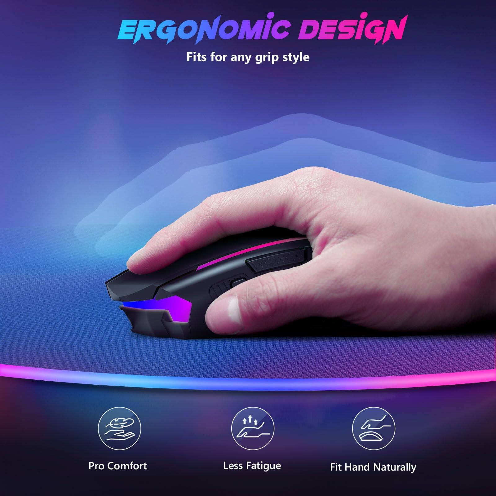 ERGONOMIC DESIGN  
Fits for any grip style  

Pro Comfort  
Less Fatigue  
Fit Hand Naturally