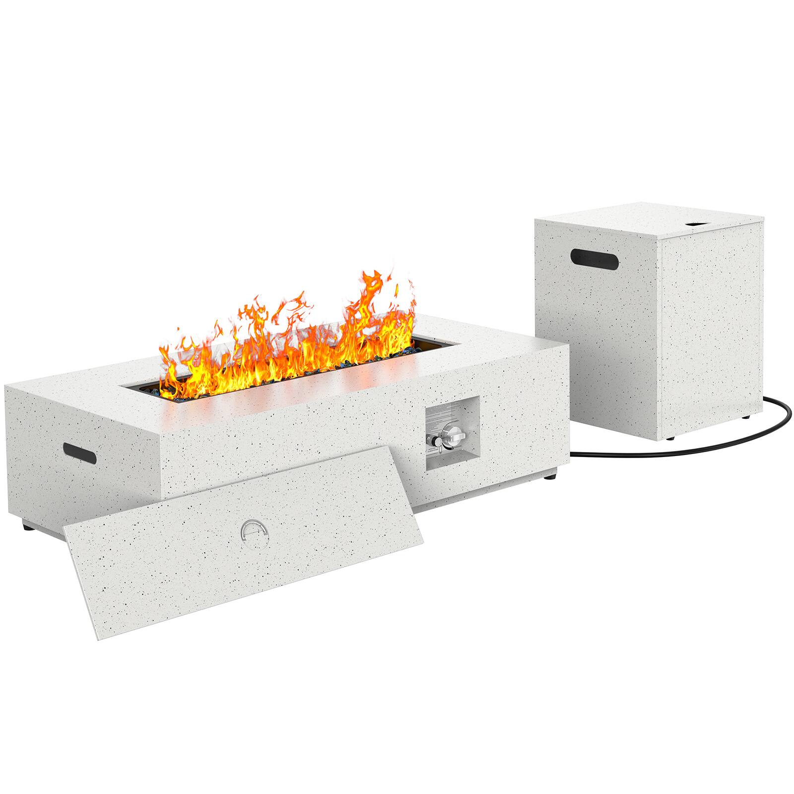 Alt View 4. Ciays - 43 Inch Propane Fire Pit with 50000 BTU, CSA-Certified Fire Pit Table with Waterproof Cover & Adjustable Legs - White.