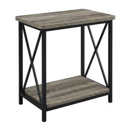 FurniFact - Grey Oak and Black Finish End Table with Modern Design - Grey Oak/Black