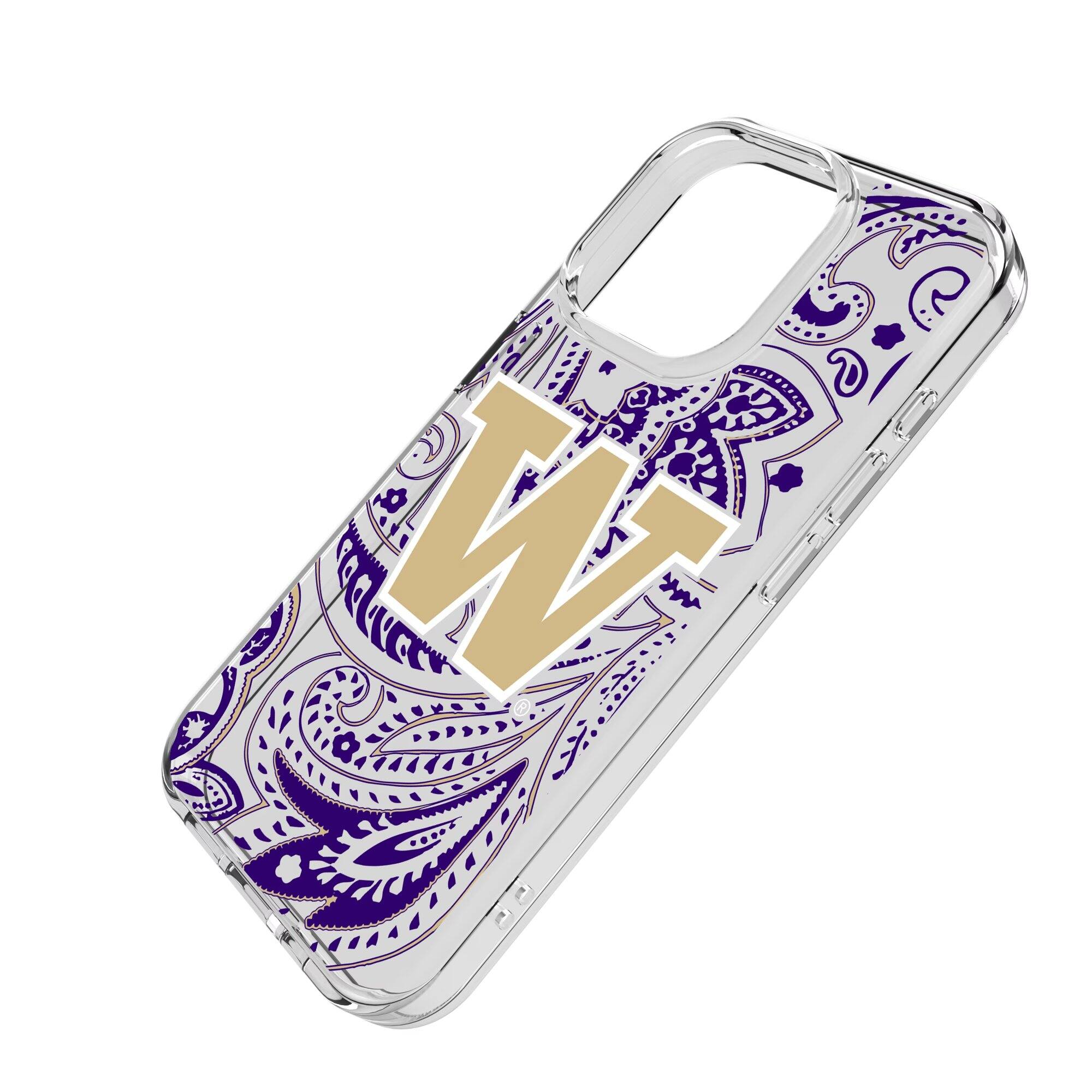 Alt View 1. Keyscaper - Washington Huskies Paisley iPhone Clear Case - 16 Pro Max - Multicolor.