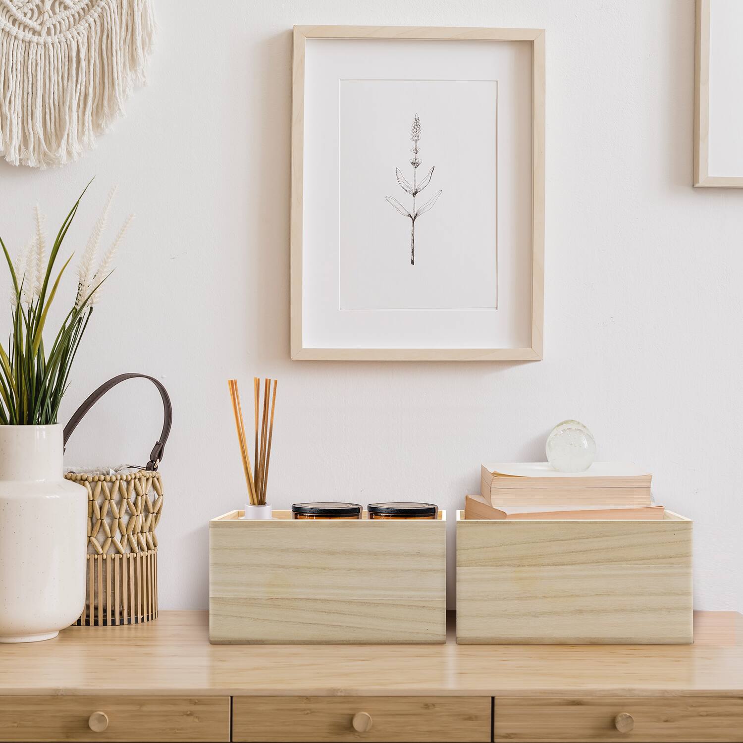 Alt View 3. Sorbus - Sorbus 2 Pack Unfinished Wood Crates - Organizer Bins, Wooden Box for Pantry Organizer Storage, Closet, Arts & Crafts - Brown.