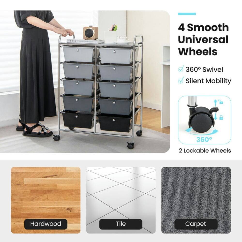 4 Smooth Universal Wheels  
360° Swivel  
Silent Mobility  
2 Lockable Wheels  

Hardwood  
Tile  
Carpet