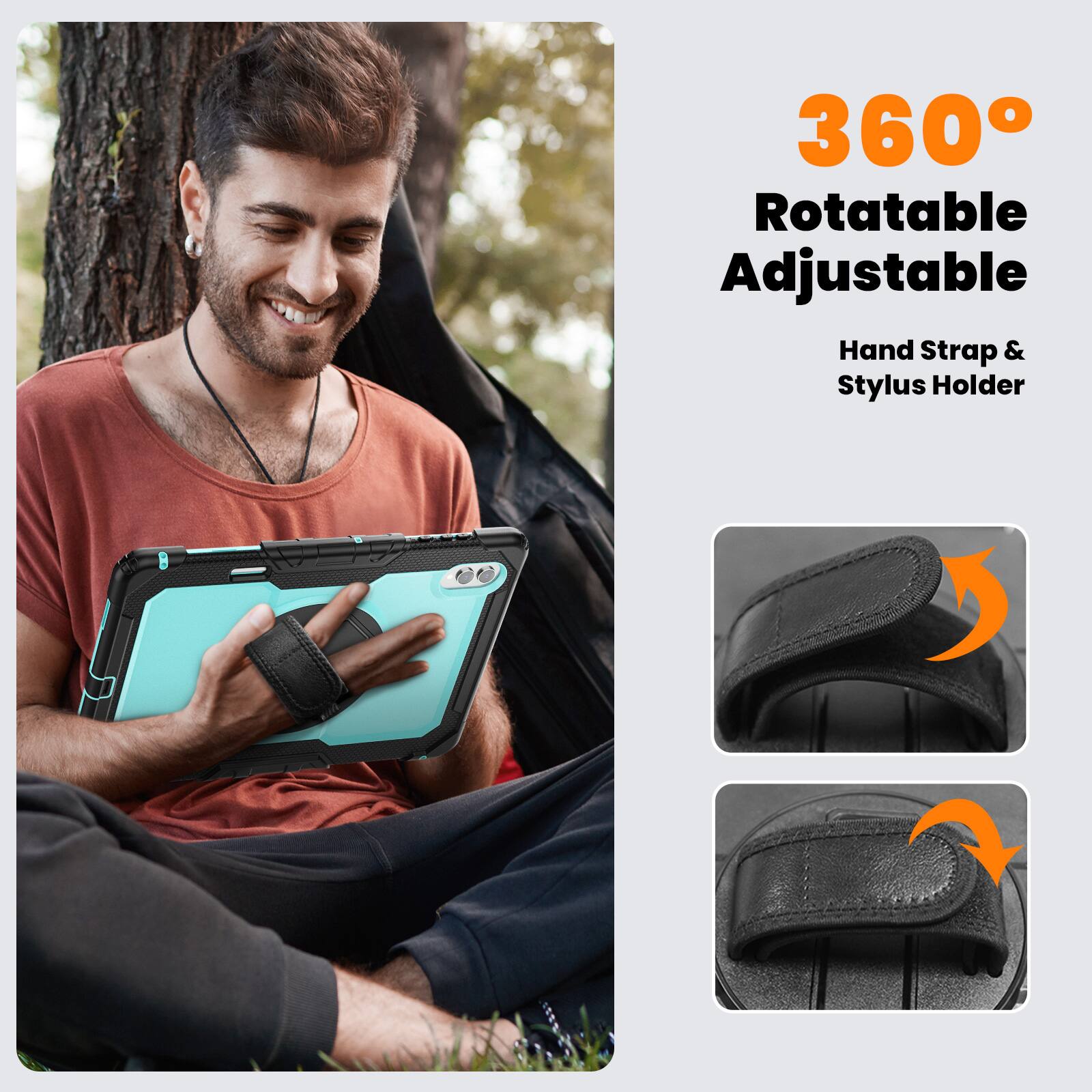 360° Rotatable Adjustable Hand Strap & Stylus Holder