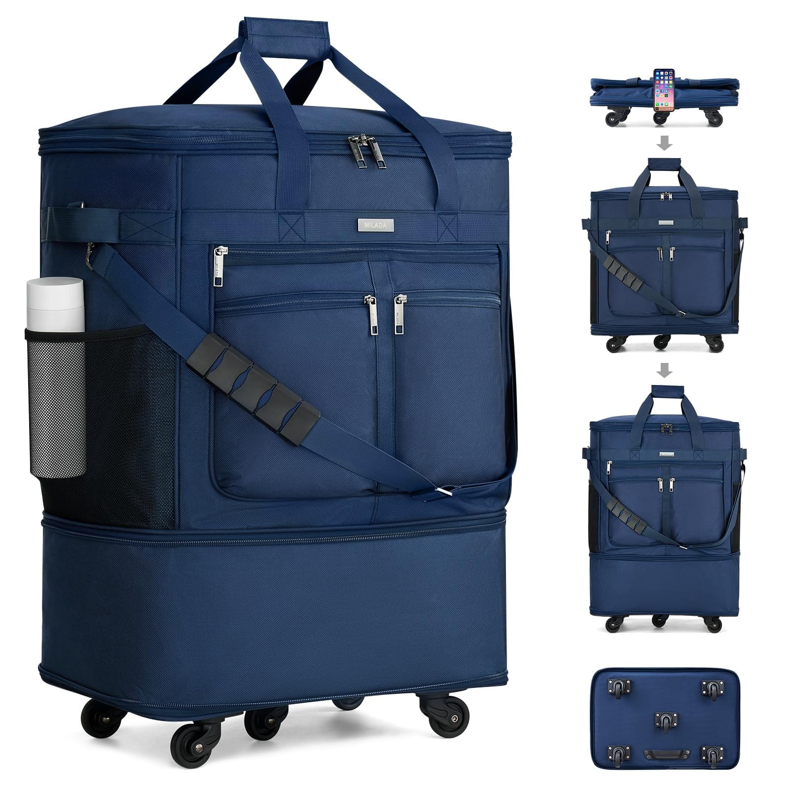 Dapper Styles - Expandable Luggage Bags collapsible - Blue