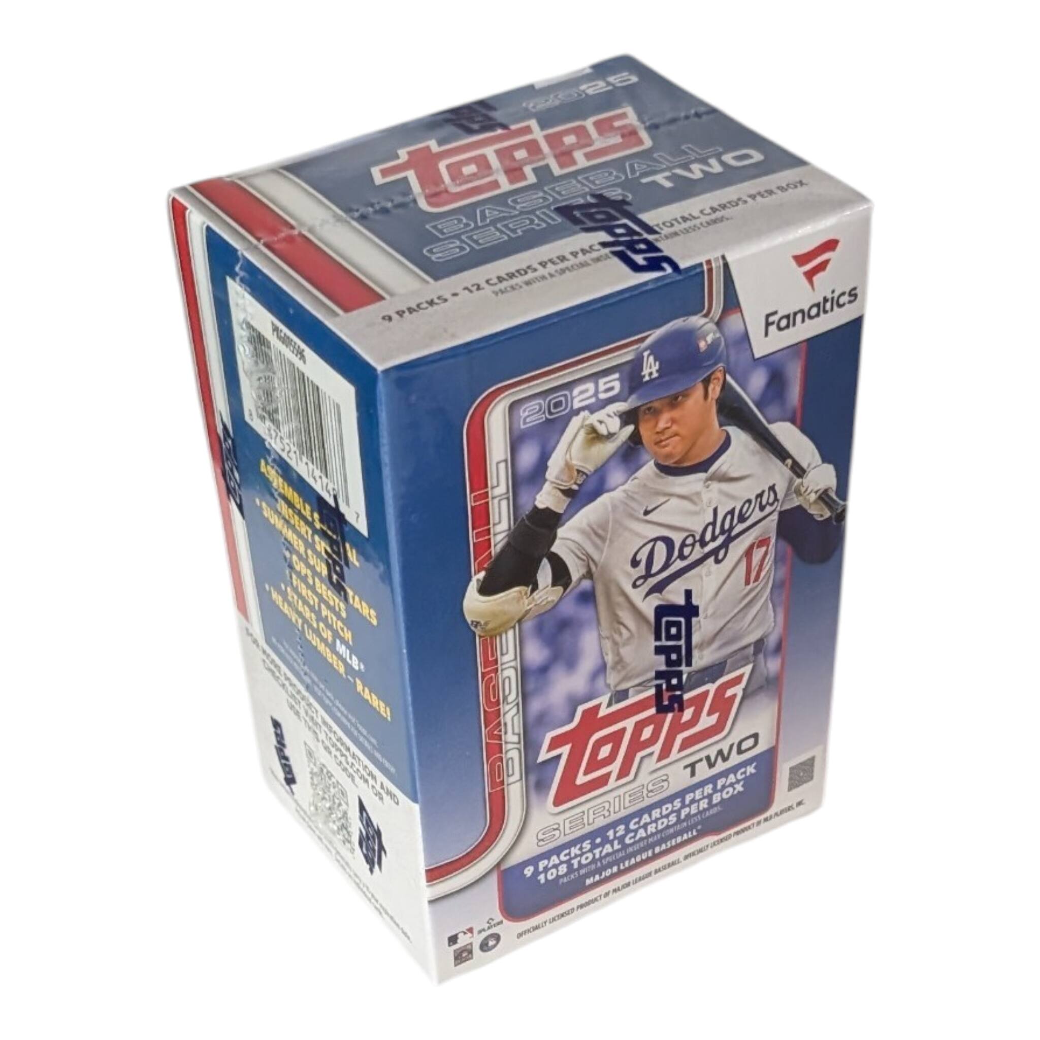 2025 Topps Baseball Series Two  
9 Packs - 12 Cards Per Box  
108 Total Cards  
Fanatics  
Topps  
Dodgers  
17  
Topps Series Two  
9 Packs - 12 Cards Per Box  
108 Total Cards  
Major League Baseball