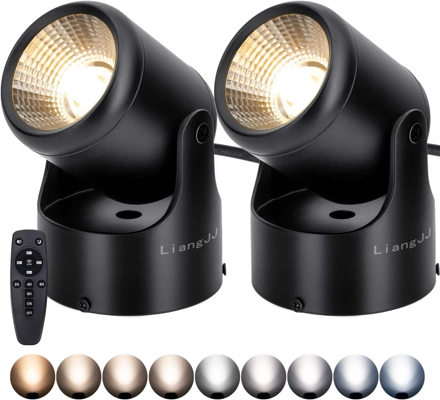 FINEAK - 2-Pack 12W Uplights, Dimmable Color-Temp Adjustable w/ Timer & Remote