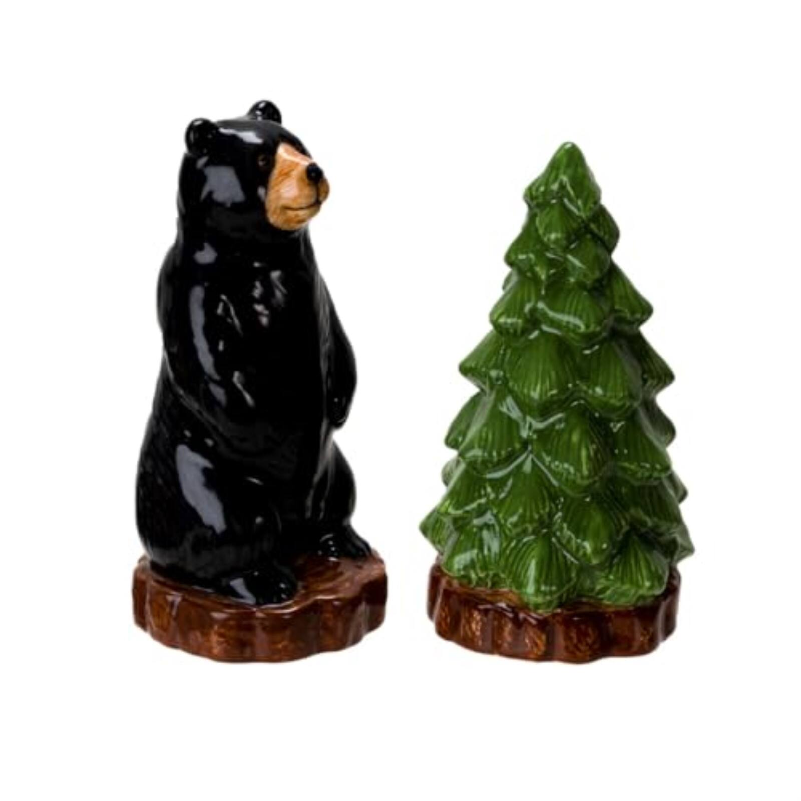 Alt View 1. Pacific Trading - Forest Retreat Black Bear and Tree Ceramic Magnetic Salt and Pepper Shaker Set - Multicolor.