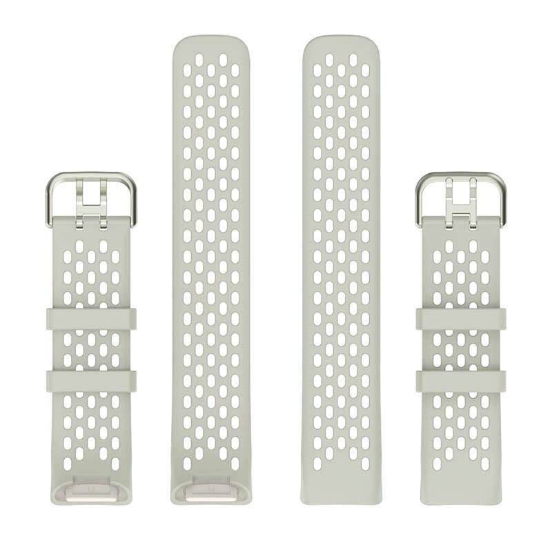 Back. StrapsCo - Endurance Band Silicone Rubber Watch Strap For Fitbit Charge 5 - Greenish-Grey.
