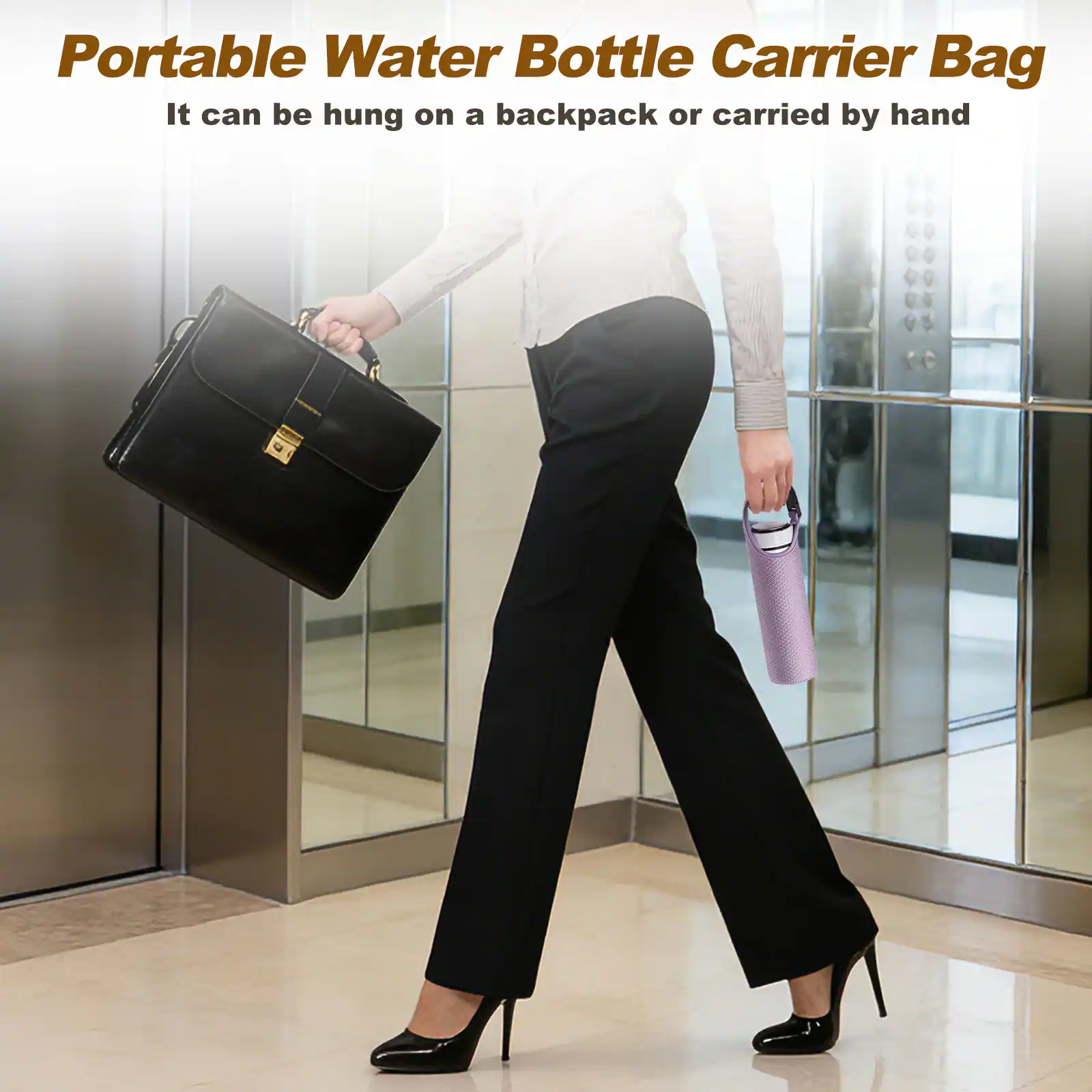Portable Water Bottle Carrier Bag  
It can be hung on a backpack or carried by hand