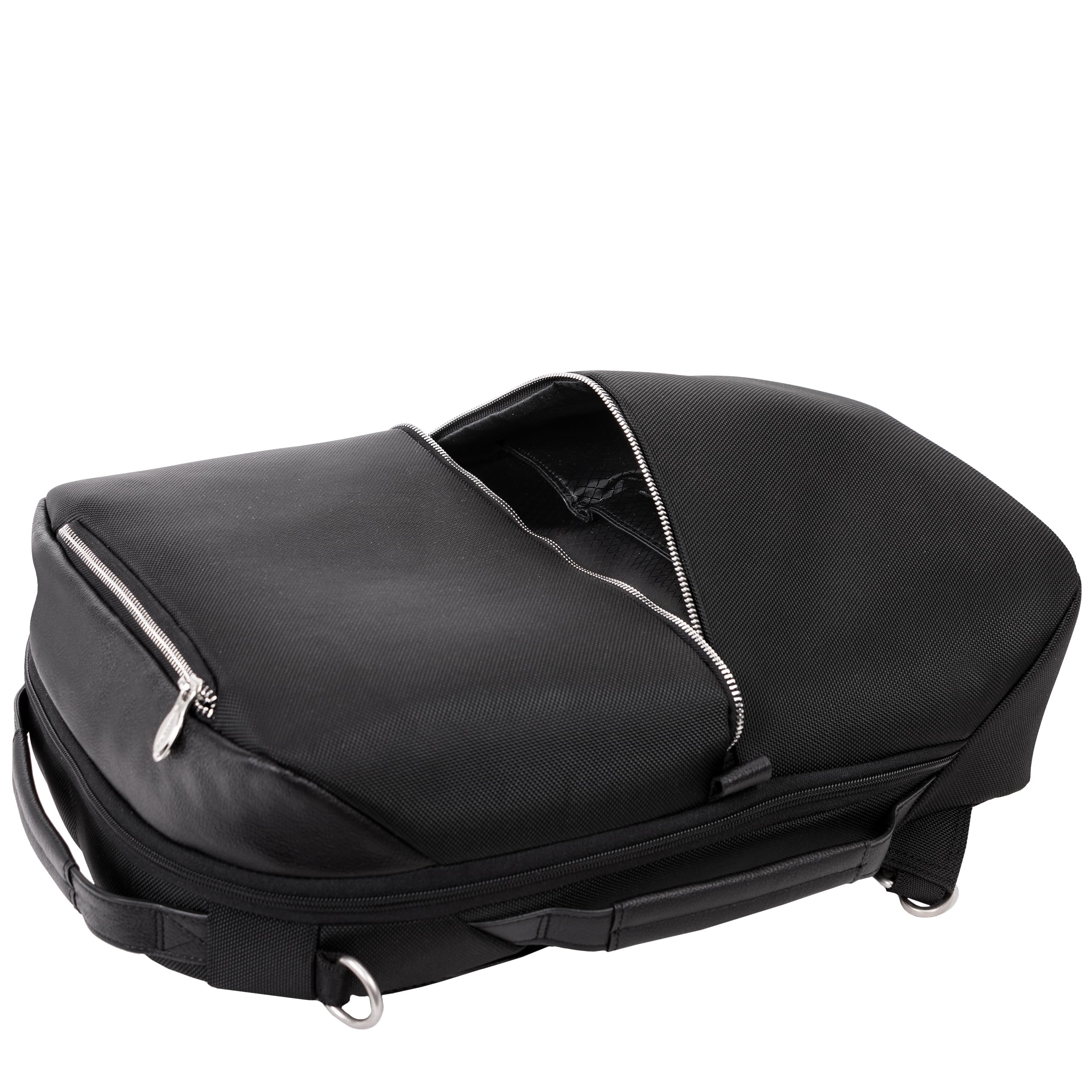 Alt View 4. McKleinUSA - 17" Laptop Backpack Messenger 2-in-1 Convertible Ballistic Nylon Leather-Trim Padded Sleeve Travel - Black.